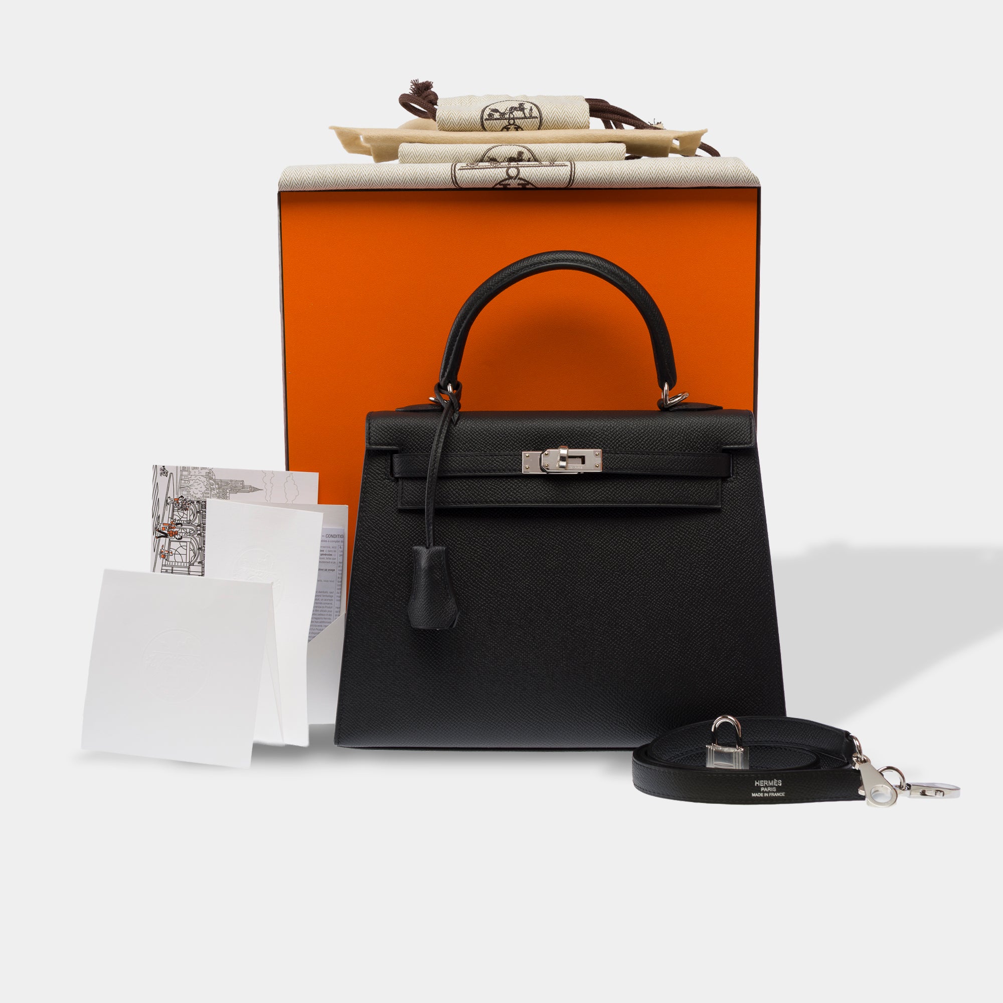 Sac HERMES Kelly 25 en Cuir Noir - 103817