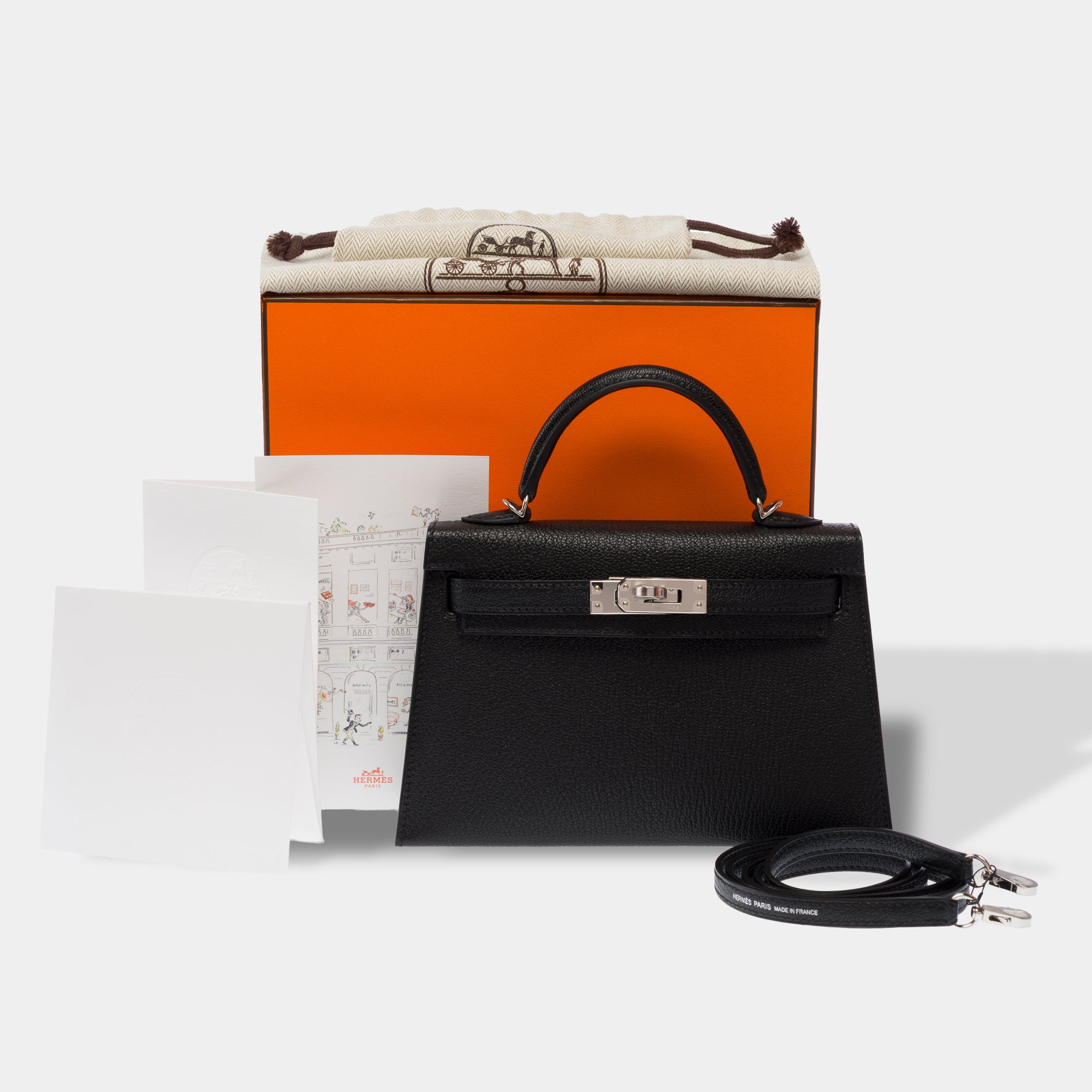 Sac HERMES Kelly Mini en Cuir Noir - 103815