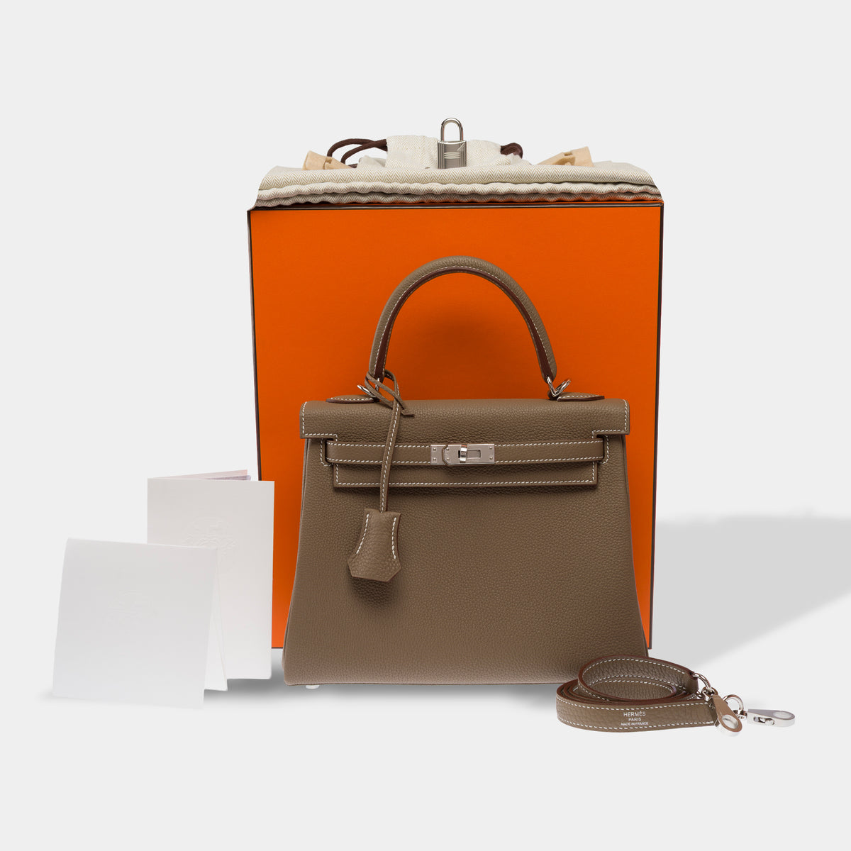 Sac HERMES Kelly 25 en Cuir Étoupe - 103789