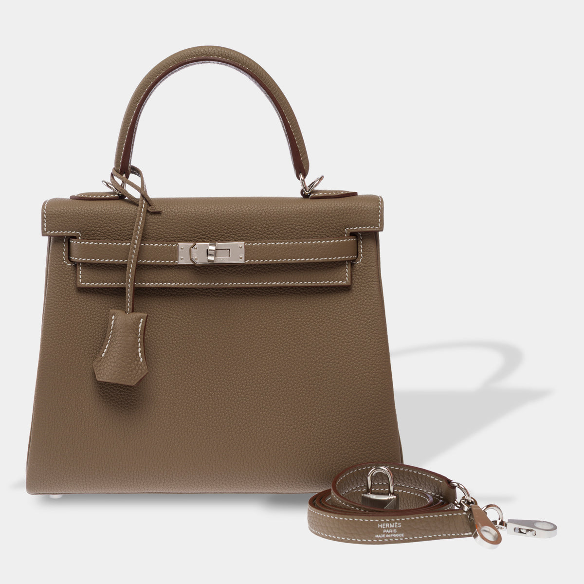 Sac HERMES Kelly 25 en Cuir Étoupe - 103789