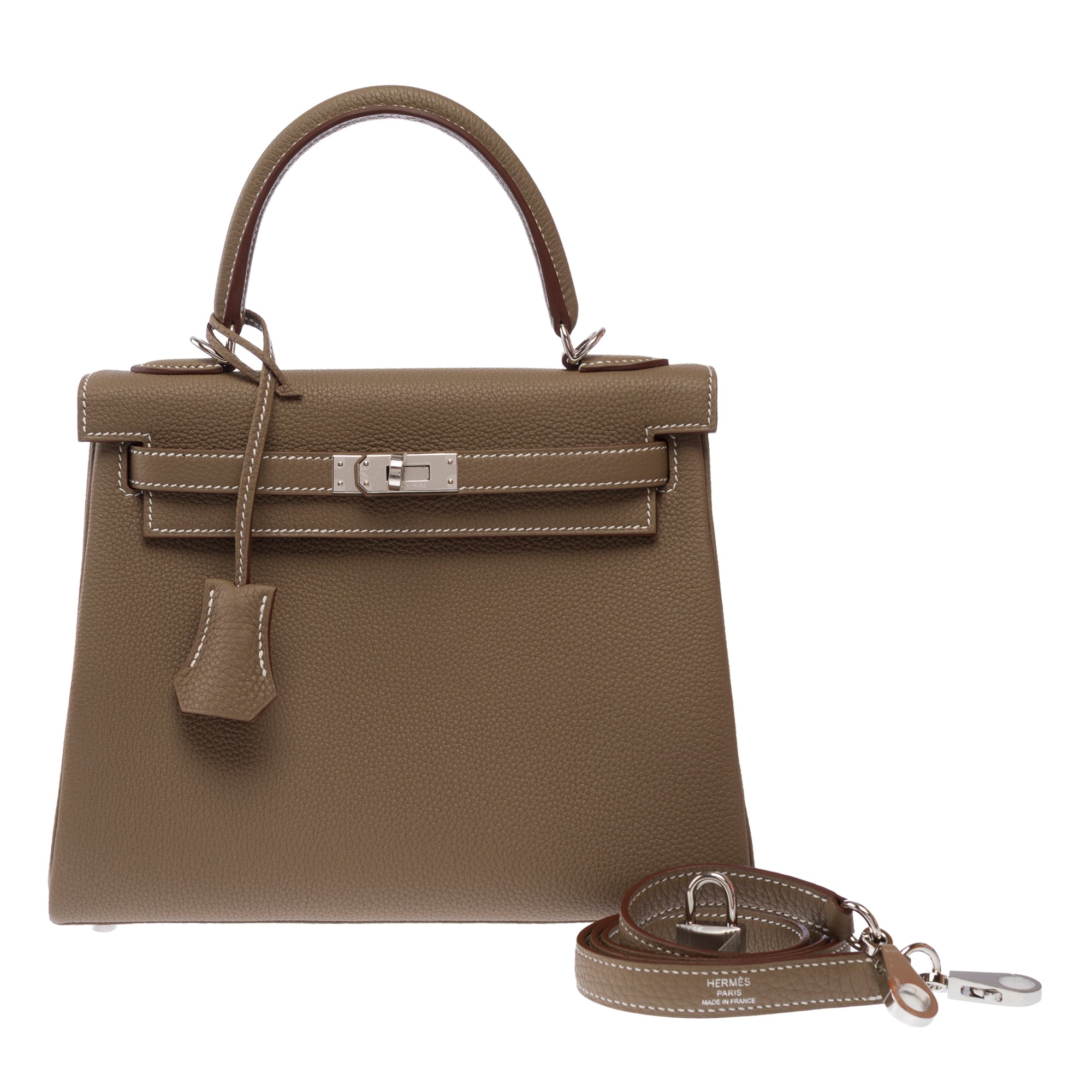 Sac HERMES Kelly 25 en Cuir Étoupe - 103789