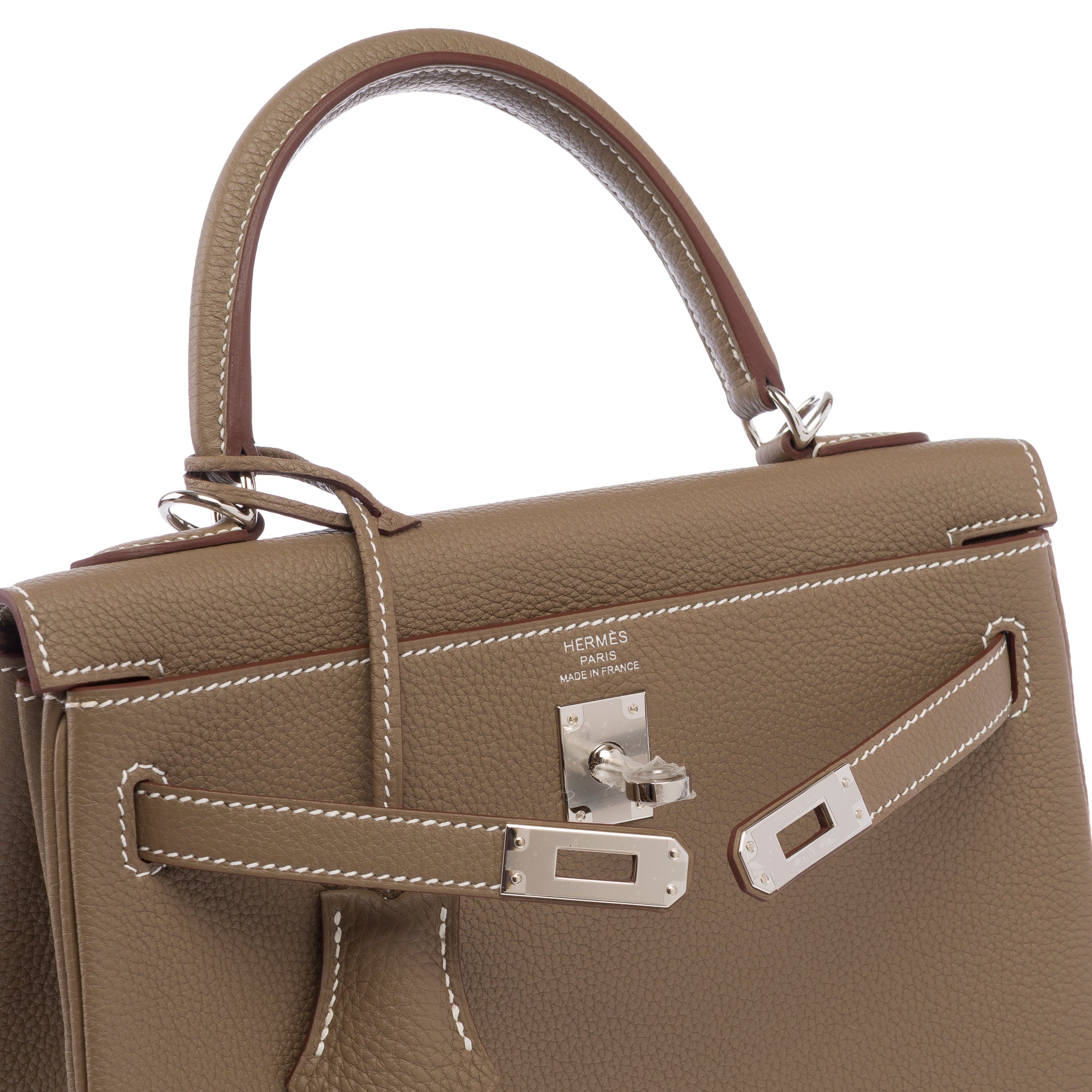 Sac HERMES Kelly 25 en Cuir Étoupe - 103789