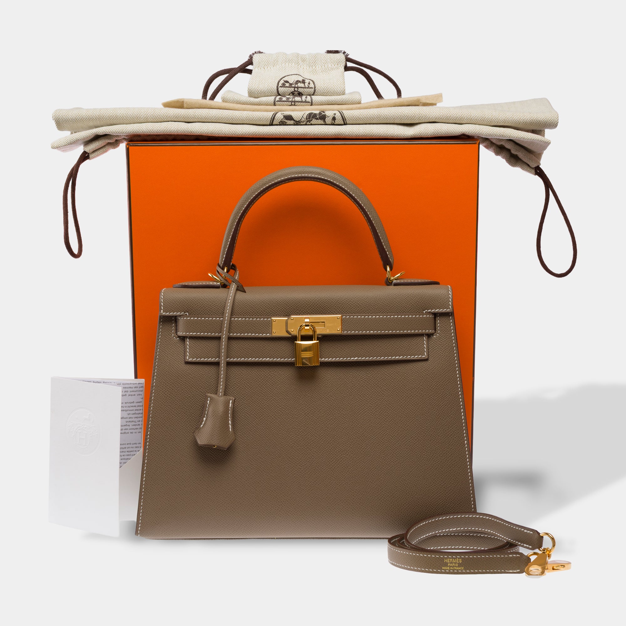 Sac HERMES Kelly 28 en Cuir Étoupe - 103811