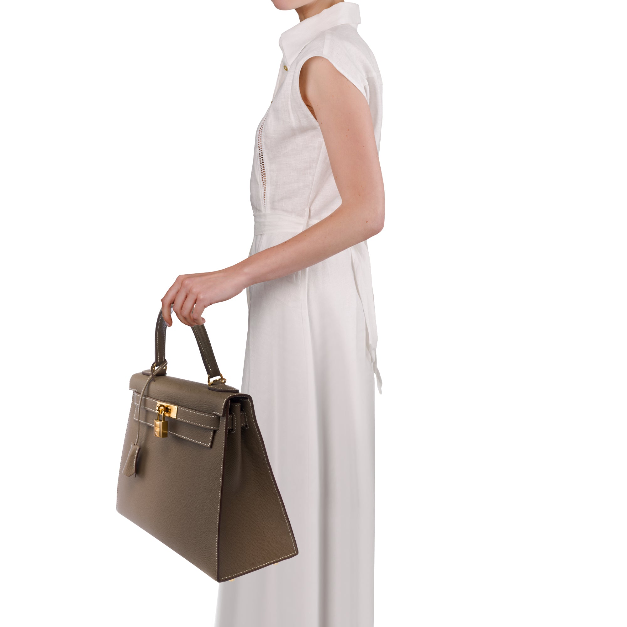 Sac HERMES Kelly 28 en Cuir Étoupe - 103811