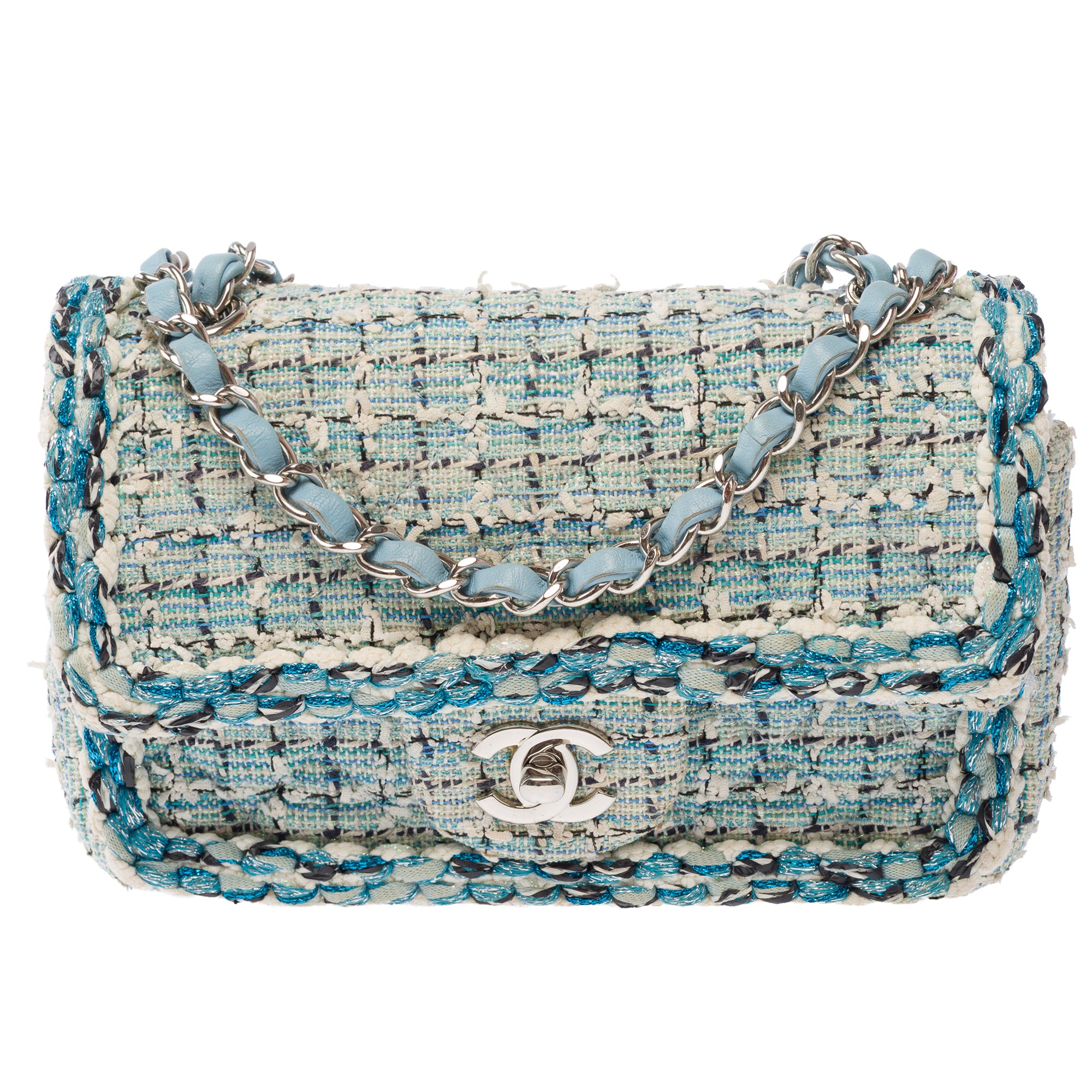 Sac CHANEL Timeless/Classique en Tweed Bleu - 103865