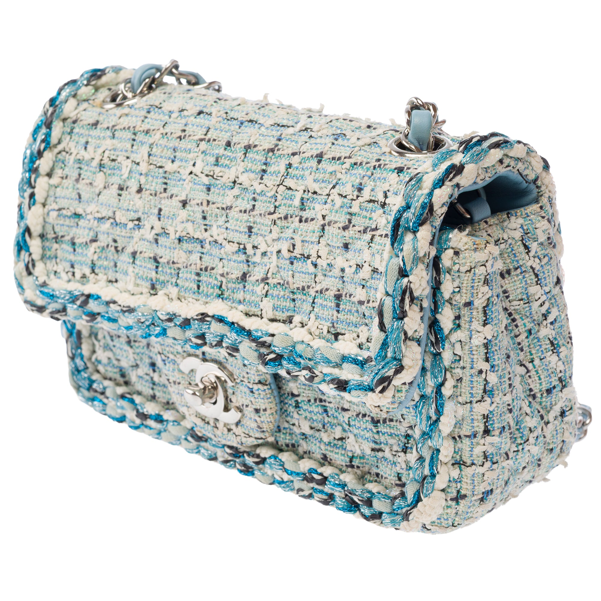 Sac CHANEL Timeless/Classique en Tweed Bleu - 103865