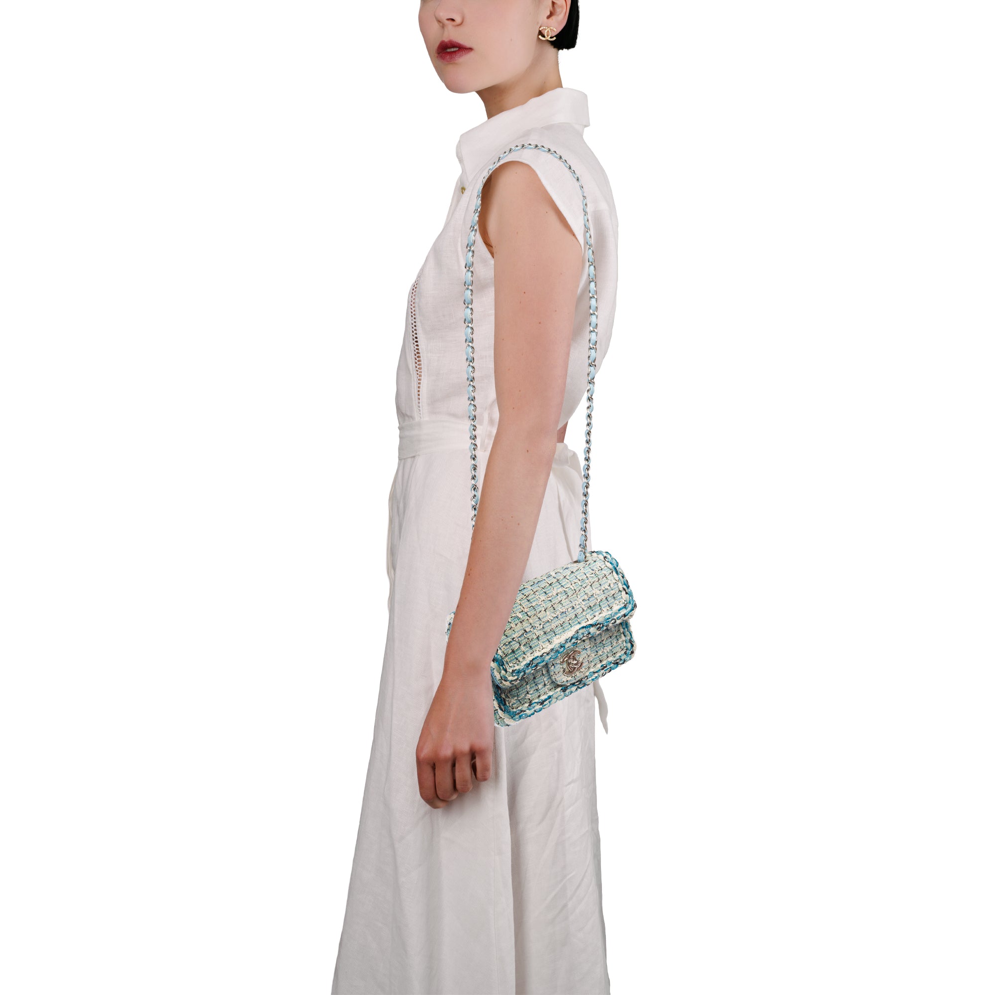 Sac CHANEL Timeless/Classique en Tweed Bleu - 103865