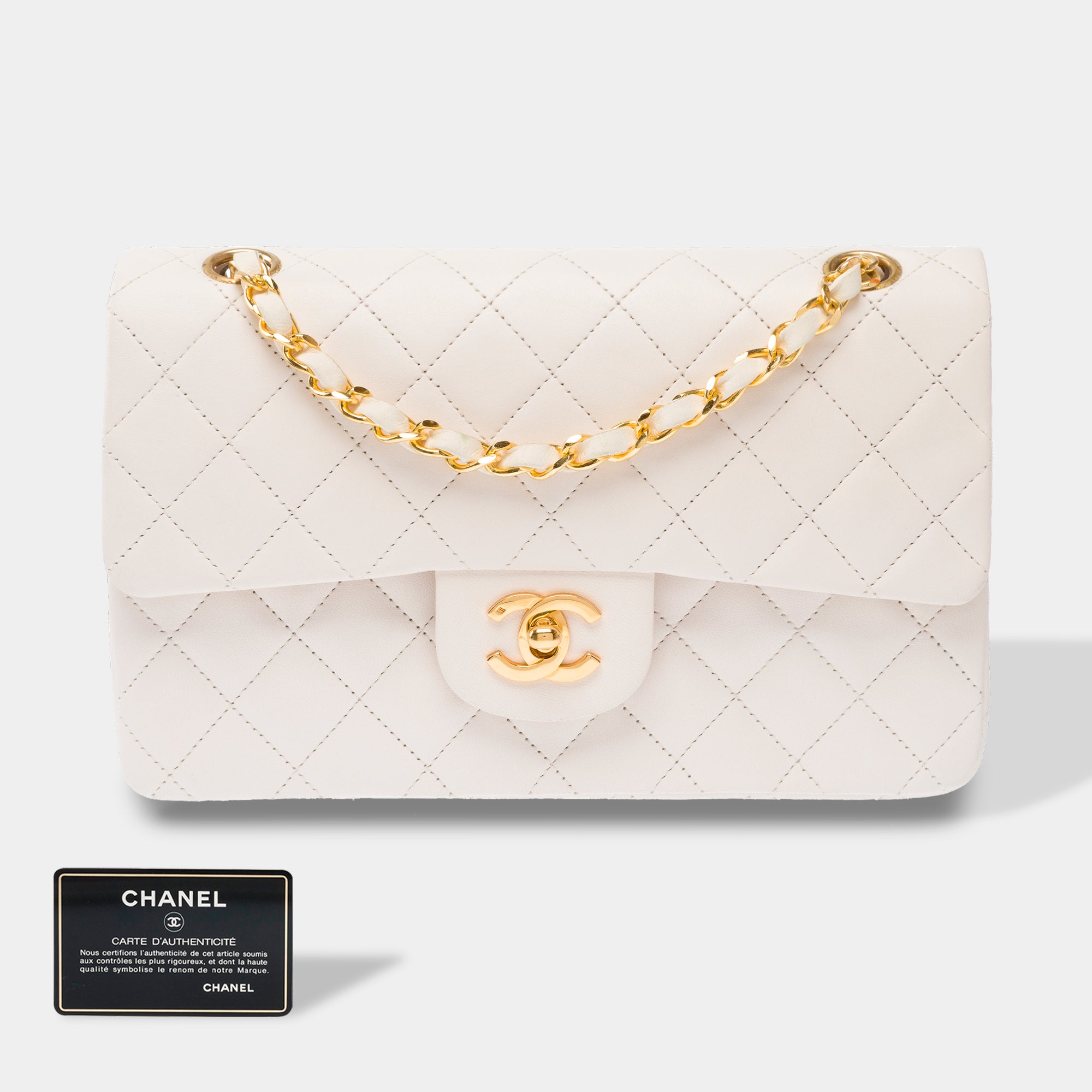 Sac CHANEL Timeless/Classique en Cuir Blanc - 103866