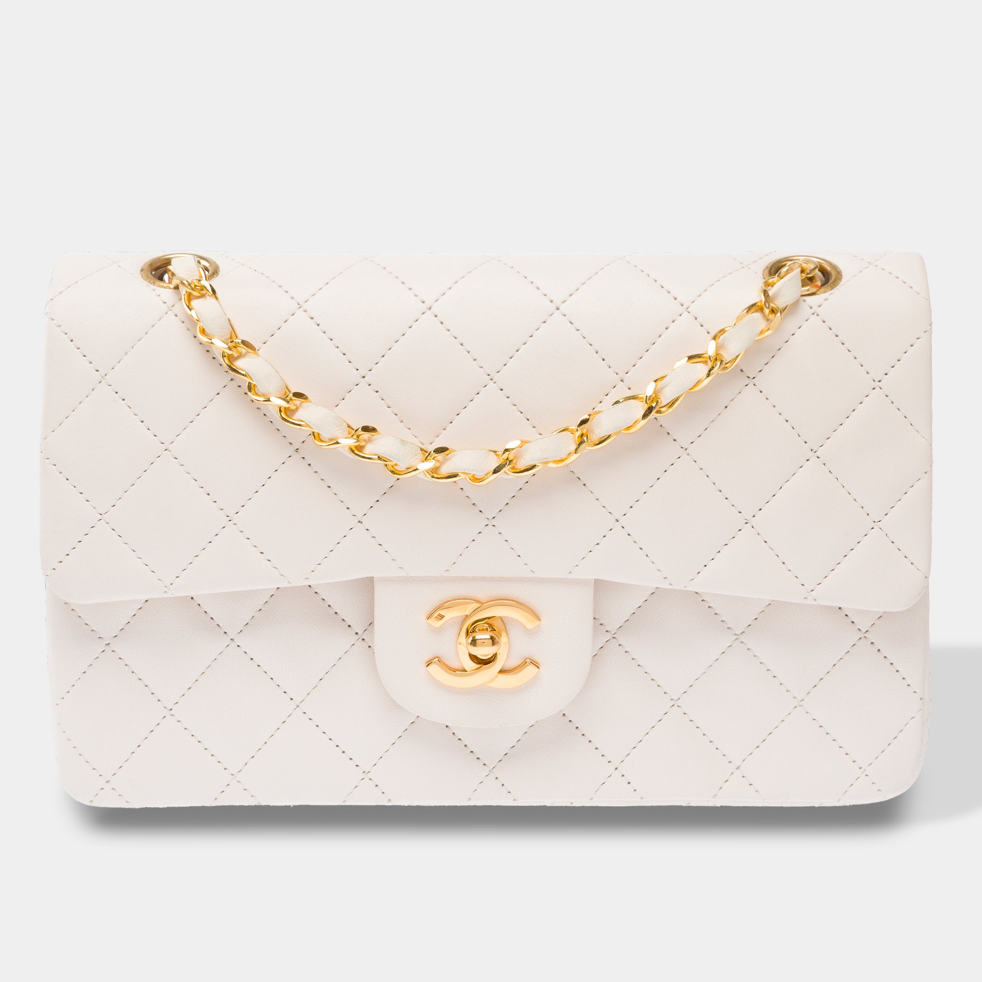 Sac CHANEL Timeless/Classique en Cuir Blanc - 103866