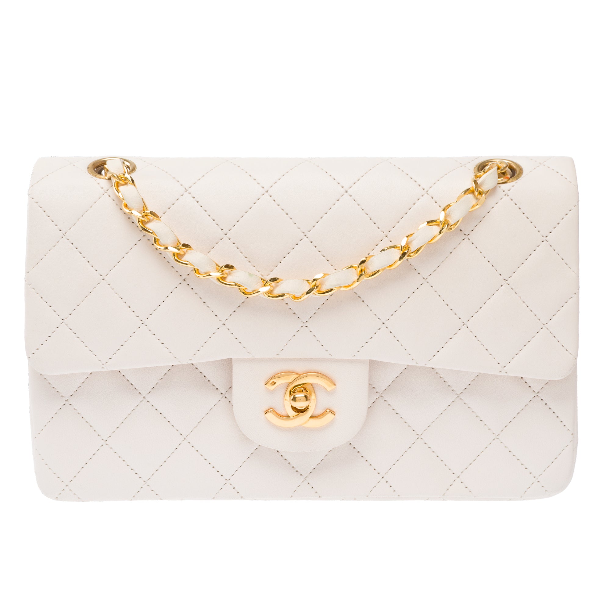 Sac CHANEL Timeless/Classique en Cuir Blanc - 103866