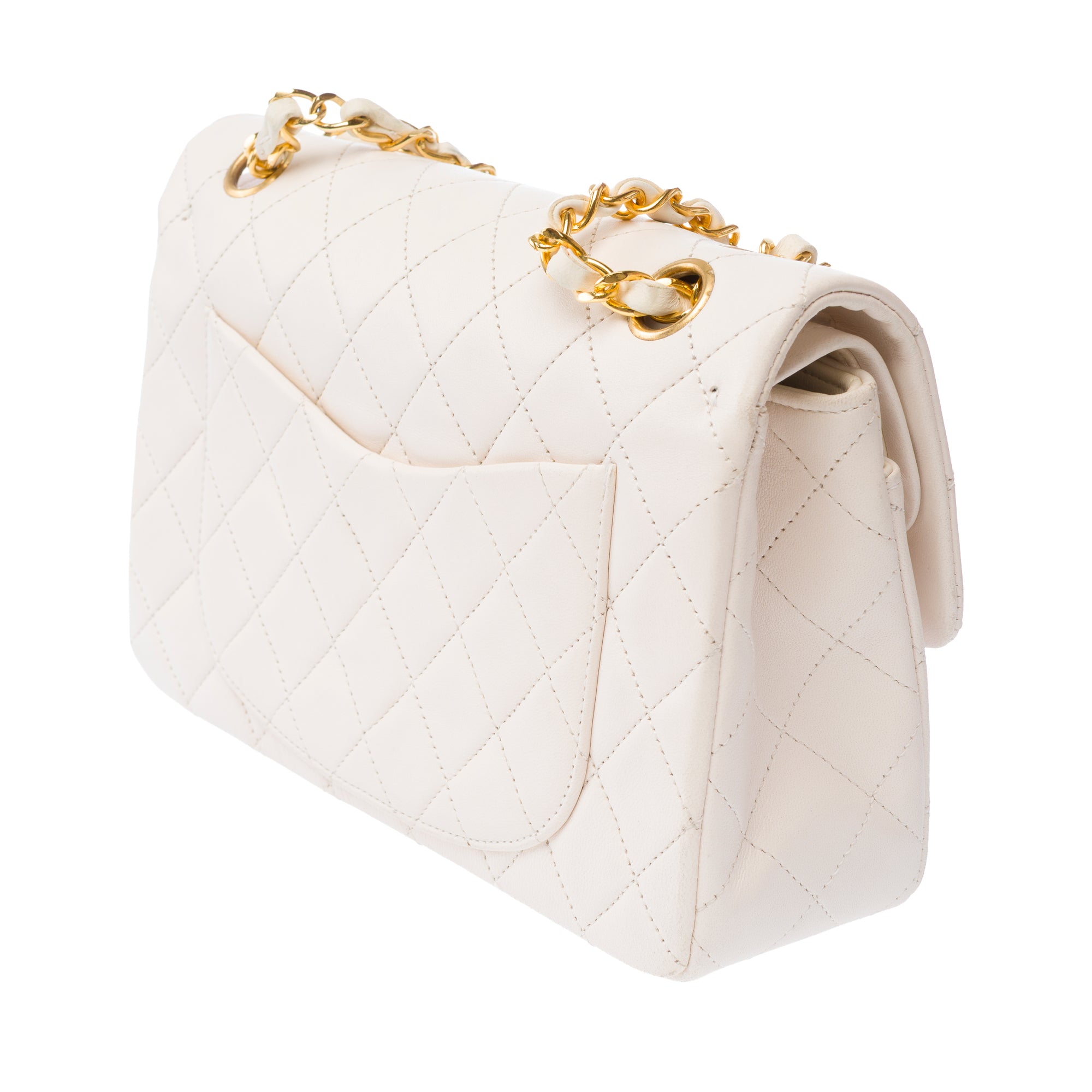 Sac CHANEL Timeless/Classique en Cuir Blanc - 103866