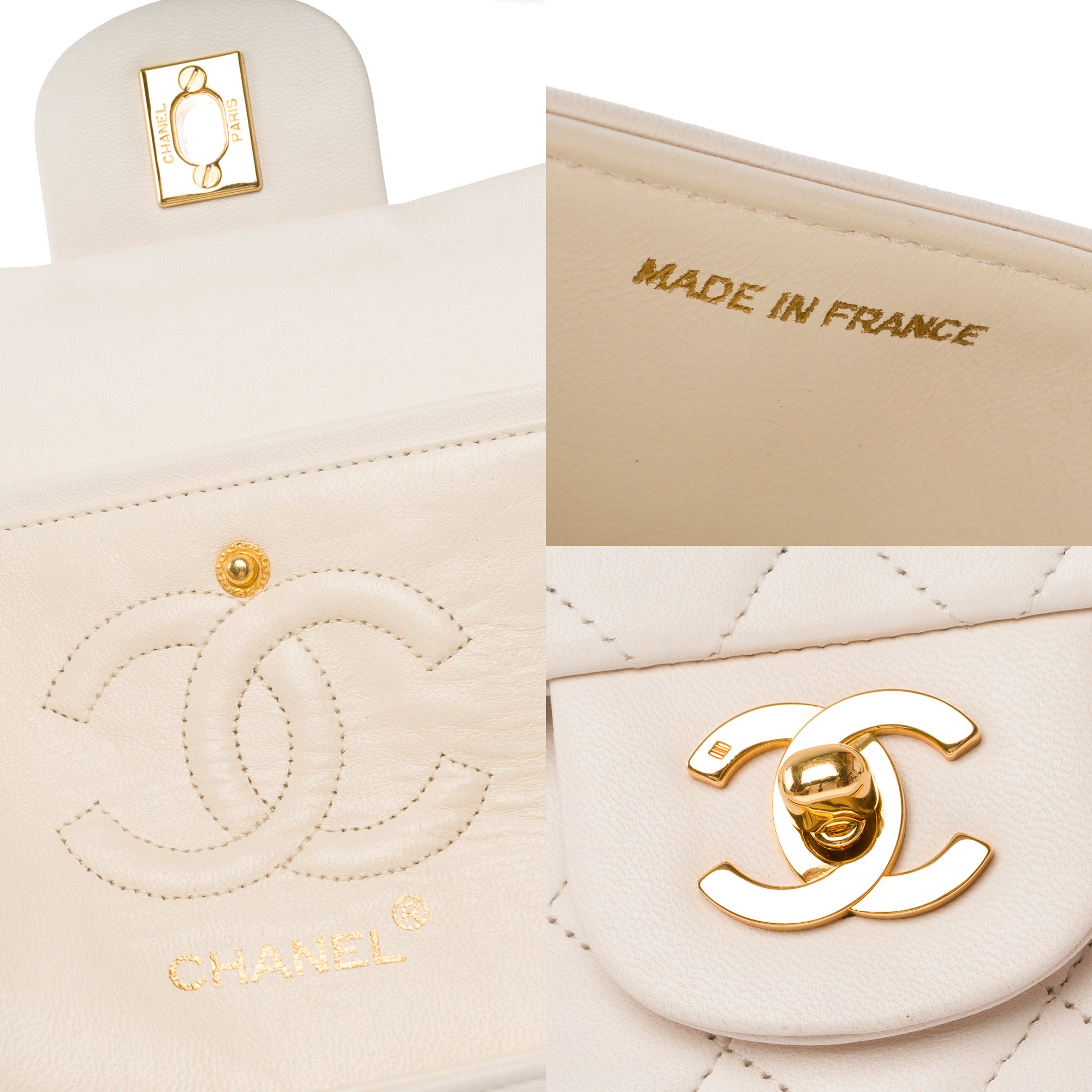 Sac CHANEL Timeless/Classique en Cuir Blanc - 103866