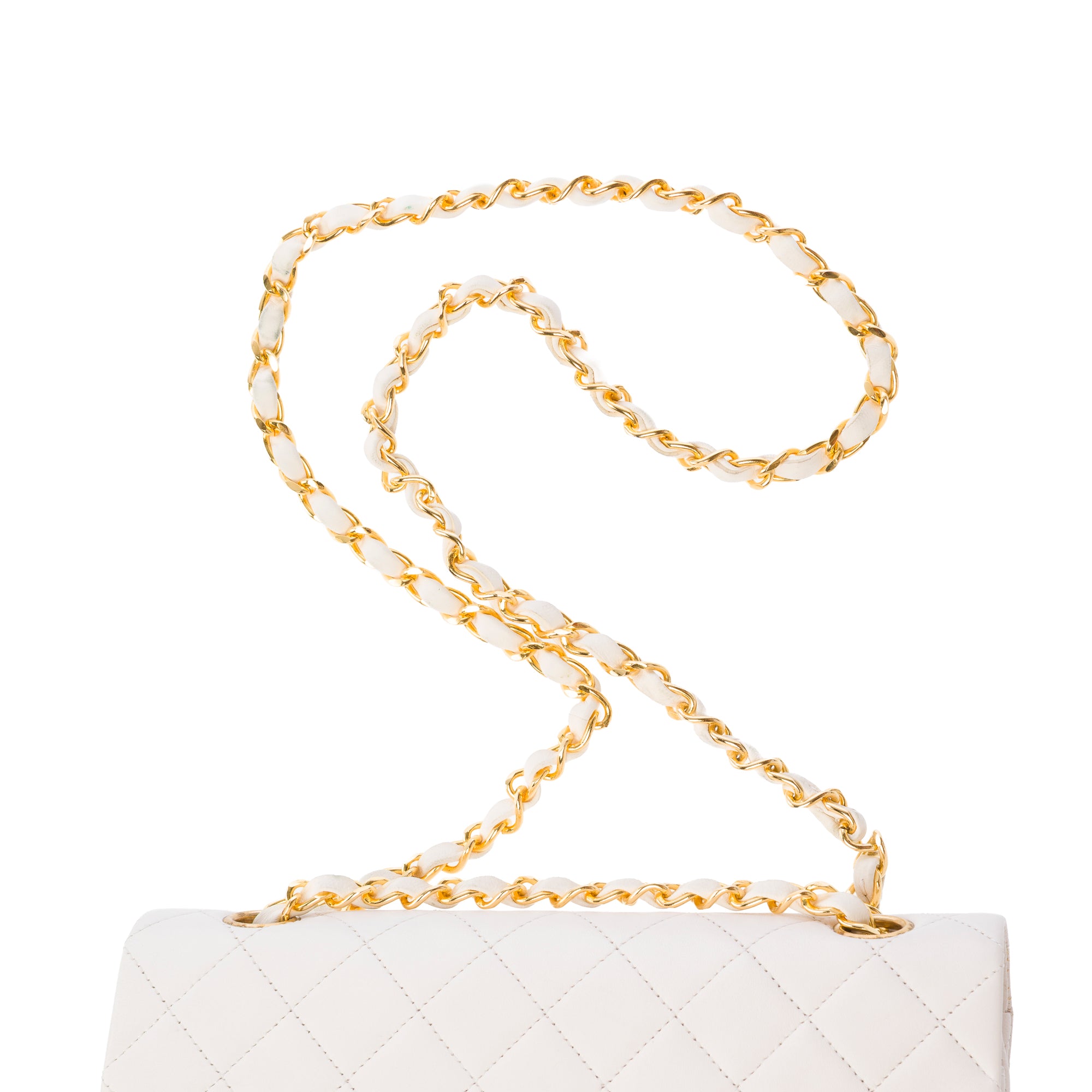 Sac CHANEL Timeless/Classique en Cuir Blanc - 103866