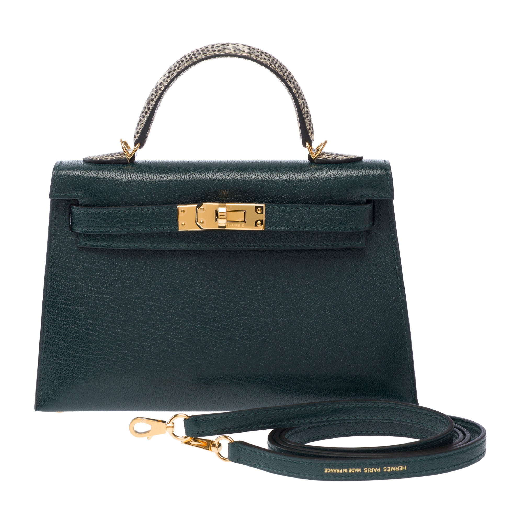 Sac HERMES Kelly Mini en Cuir Vert - 103842