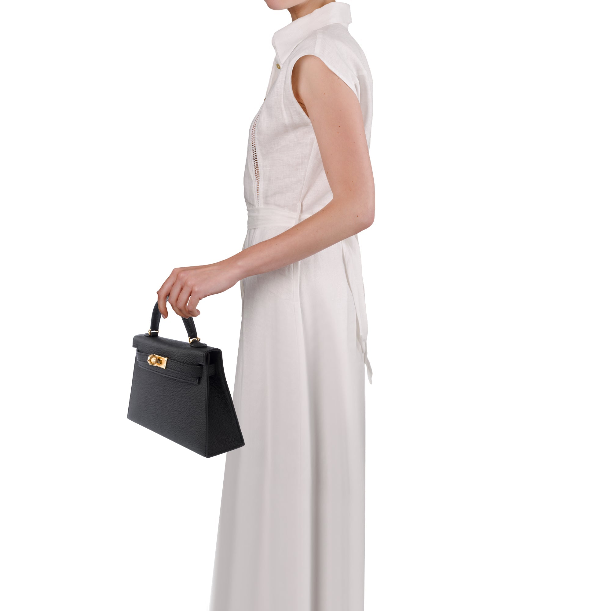 Sac HERMES Kelly Mini en Cuir Noir - 103841