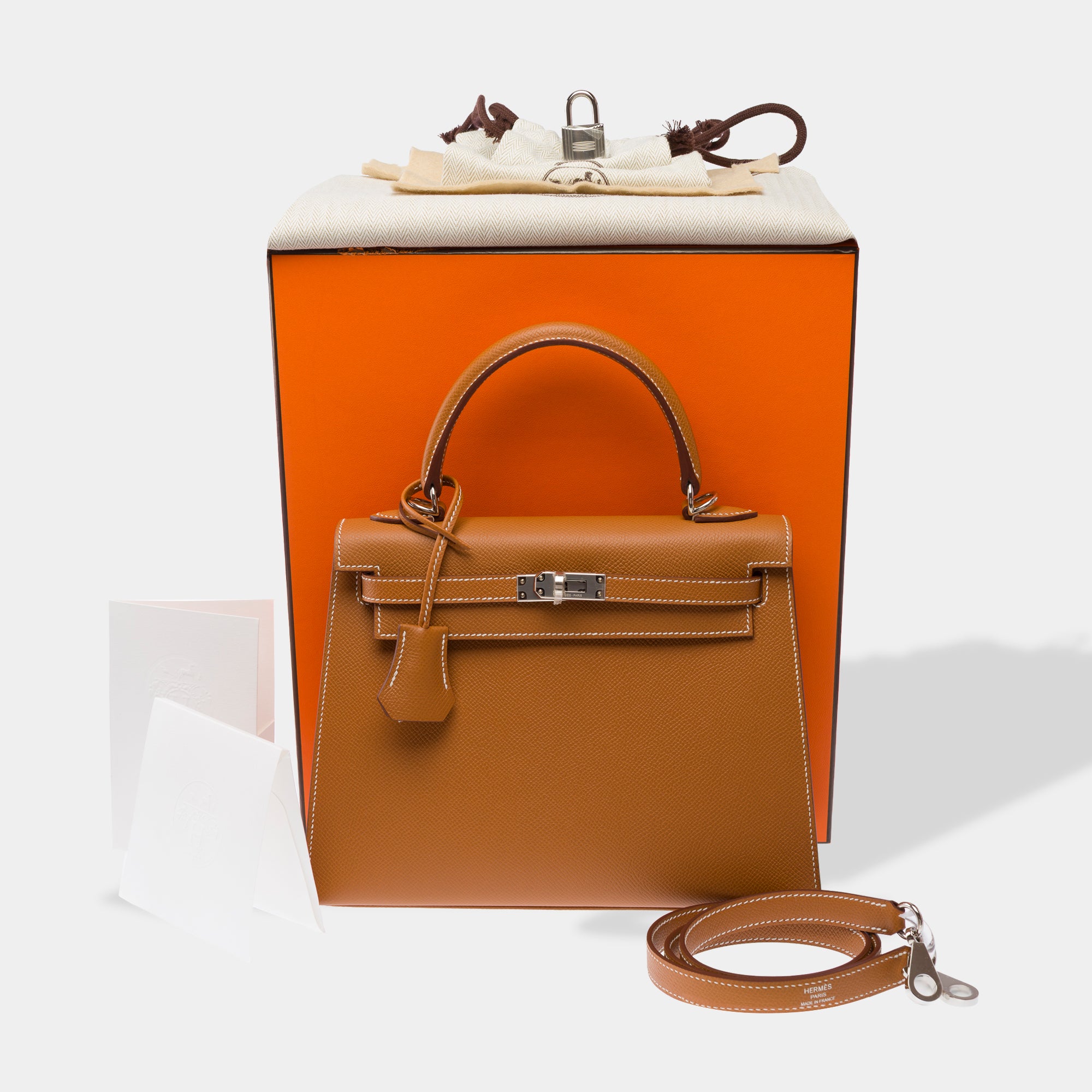 Sac HERMES Kelly 25 en Cuir Doré - 103843