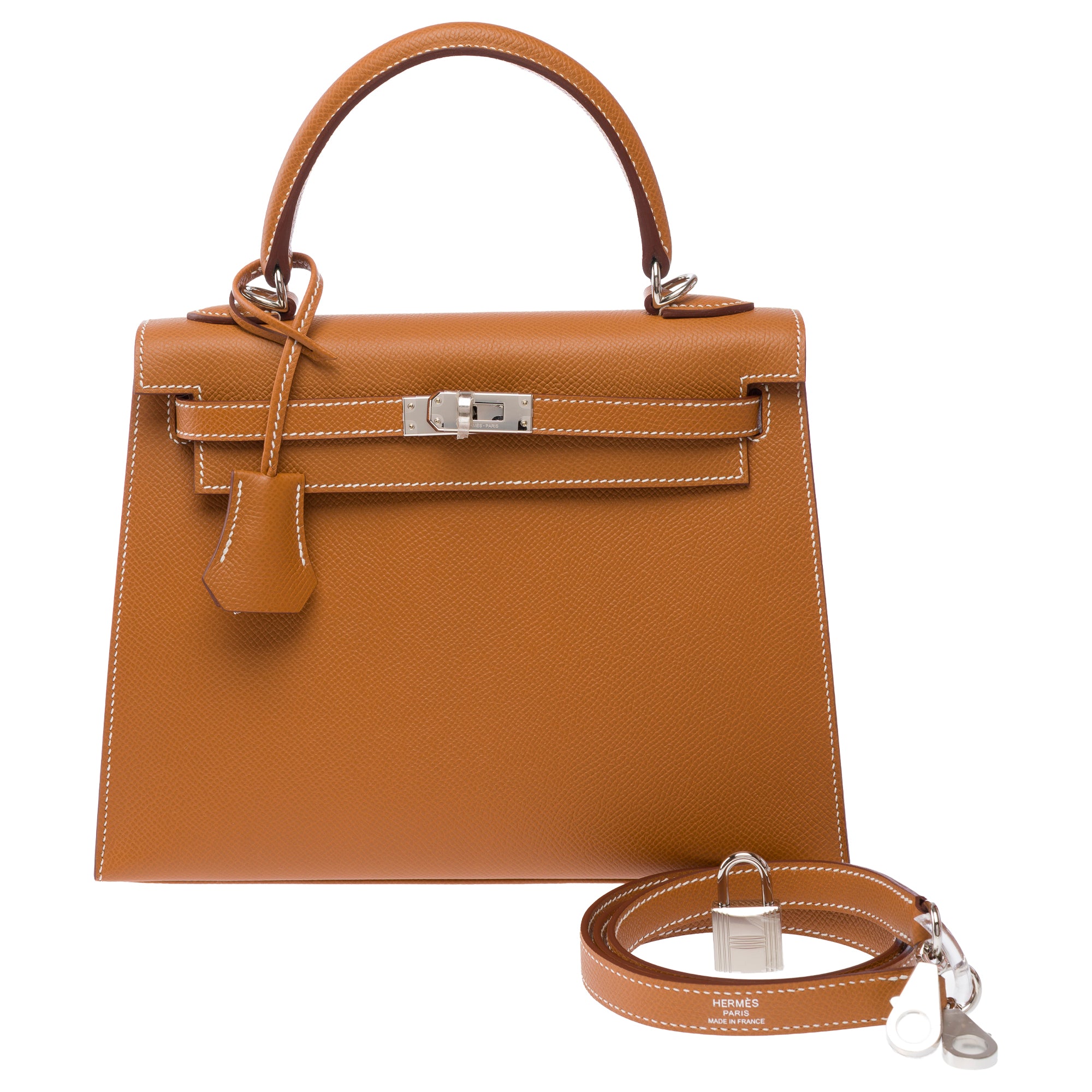 Sac HERMES Kelly 25 en Cuir Doré - 103843