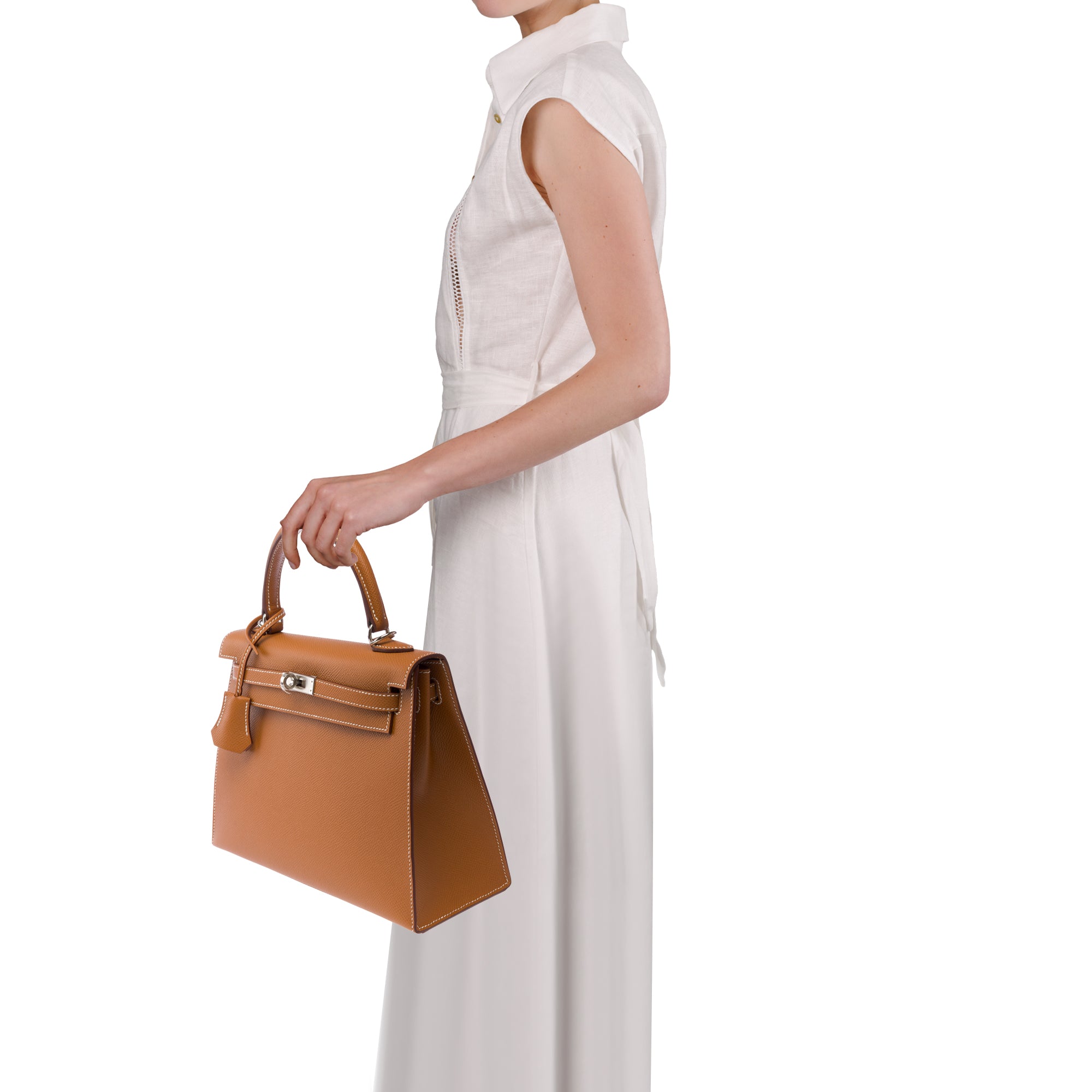 Sac HERMES Kelly 25 en Cuir Doré - 103843