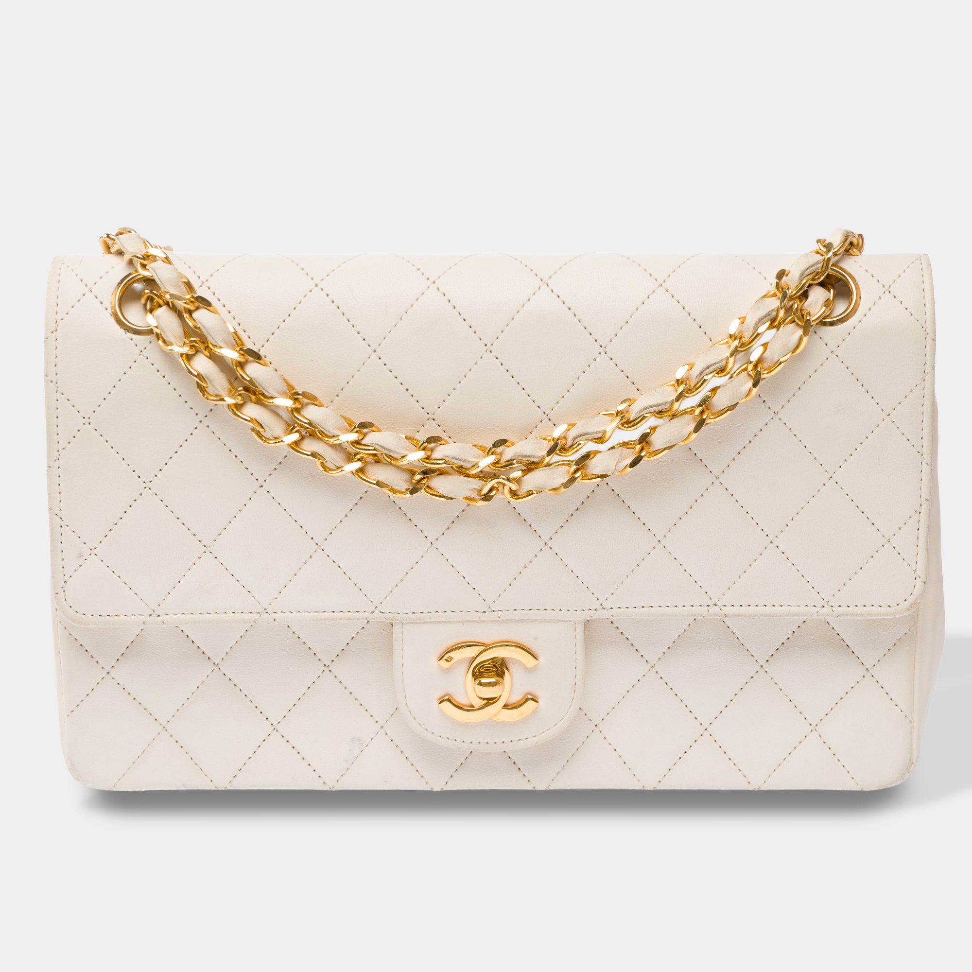 Sac CHANEL Timeless/Classique en Cuir Blanc - 103860