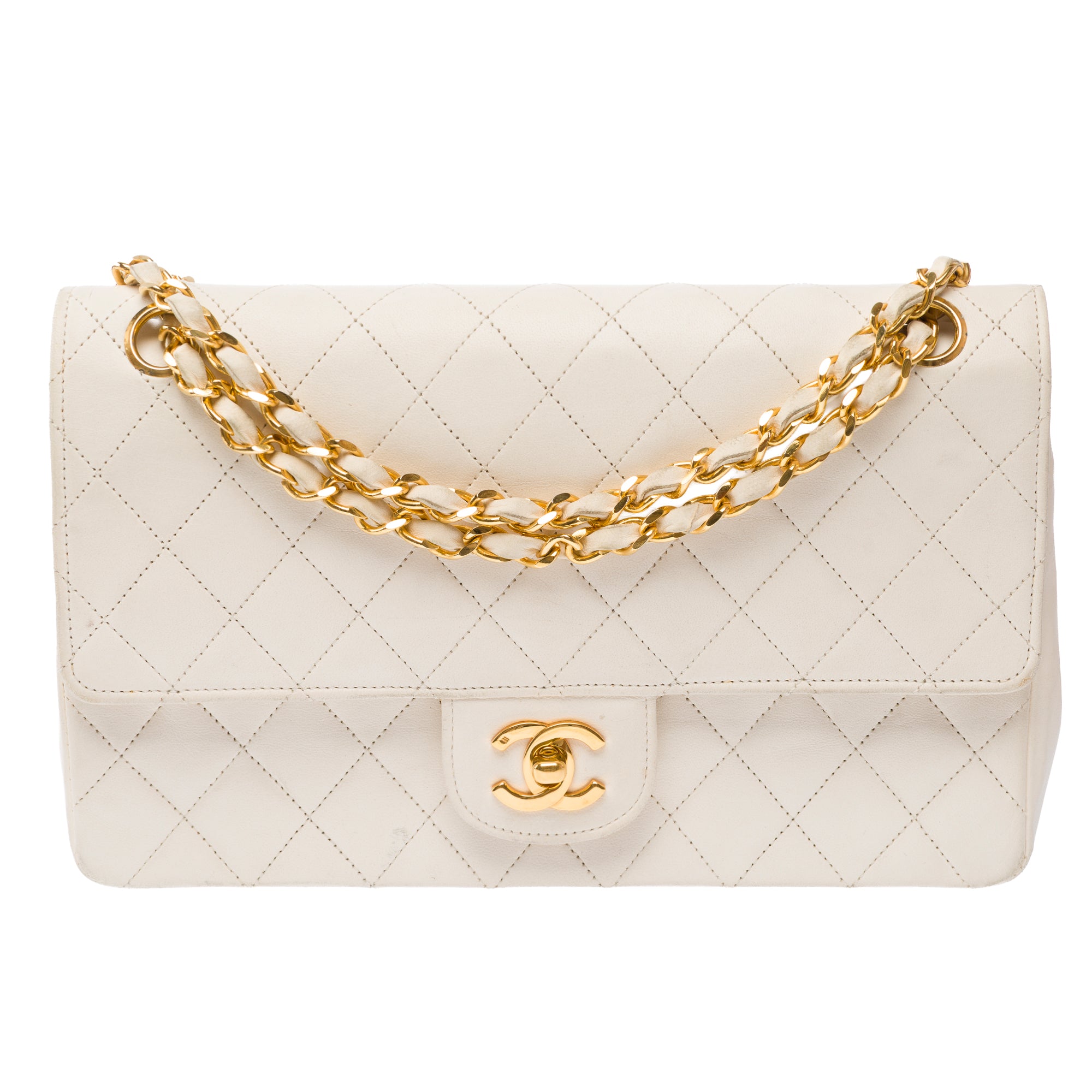 Sac CHANEL Timeless/Classique en Cuir Blanc - 103860