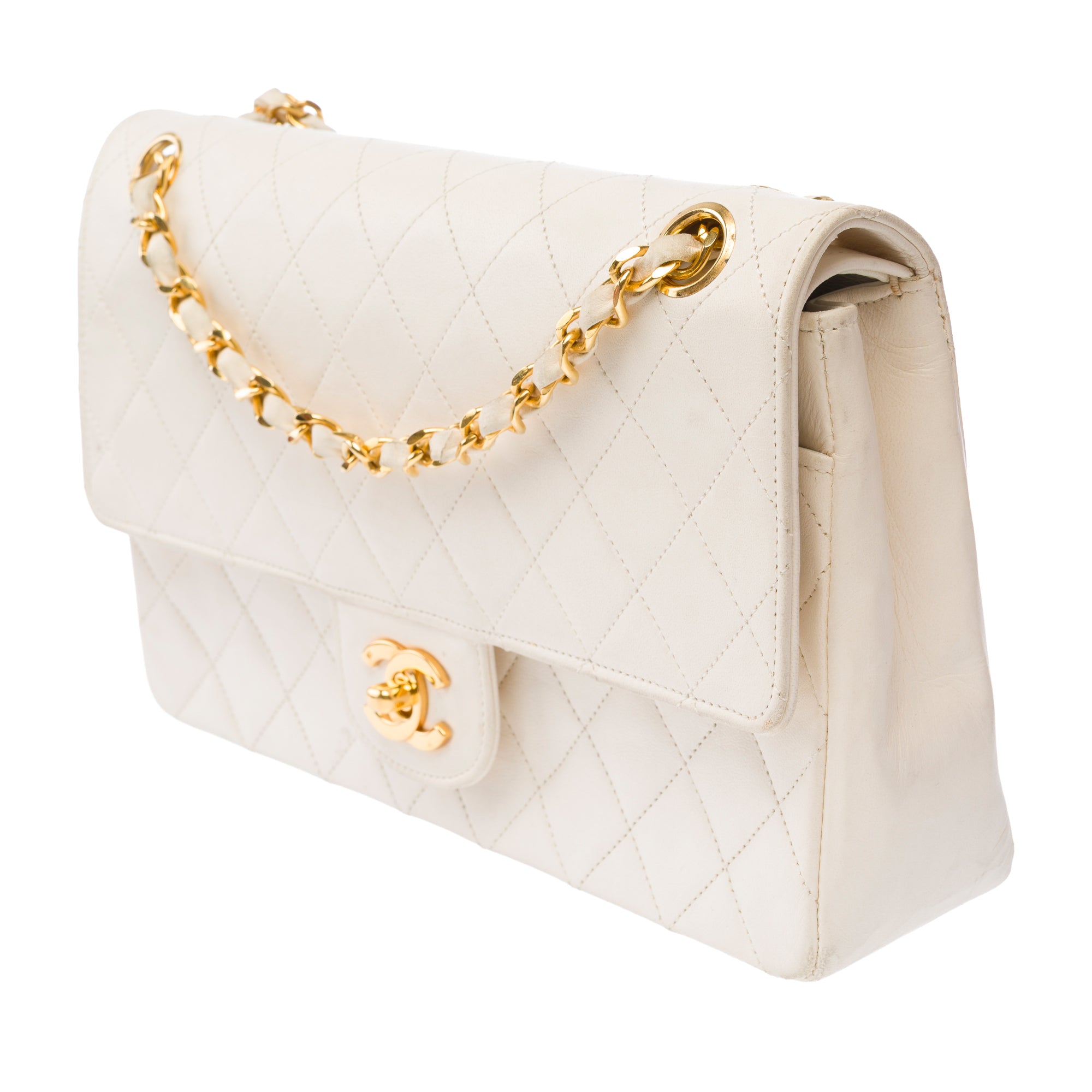 Sac CHANEL Timeless/Classique en Cuir Blanc - 103860