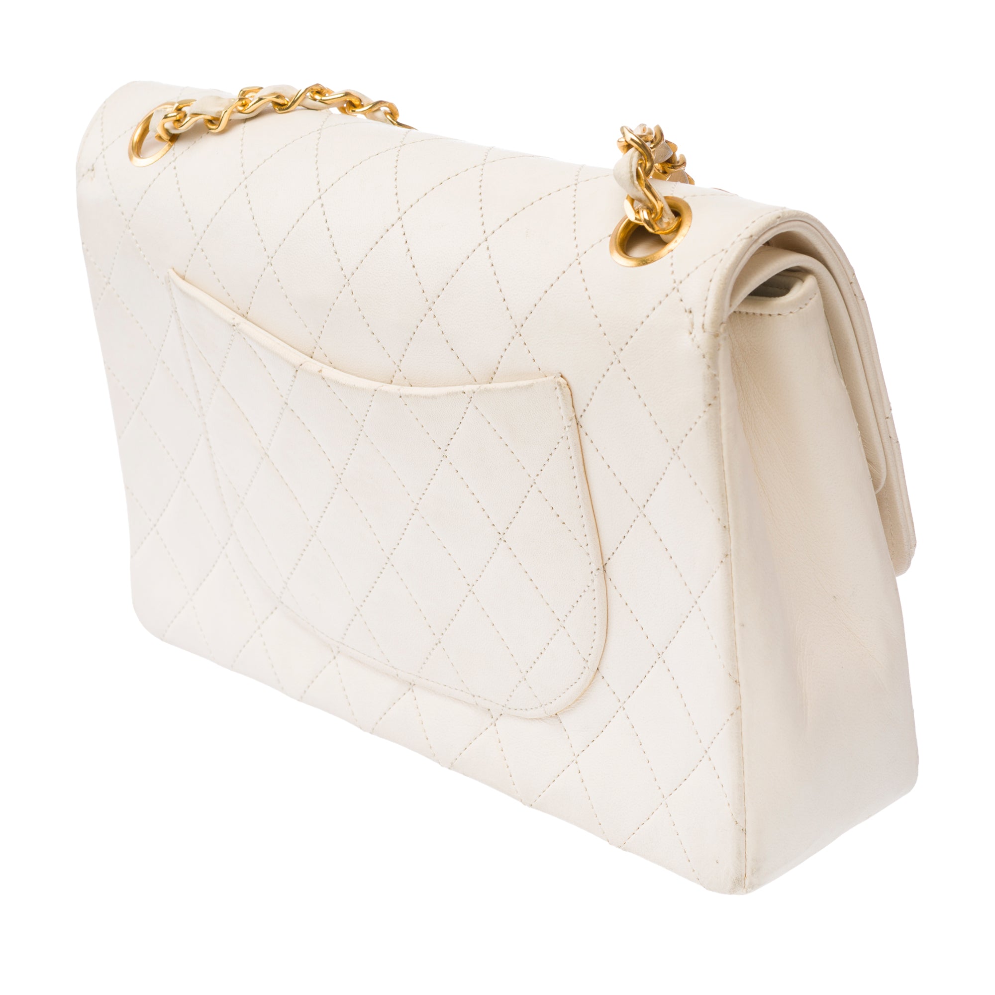 Sac CHANEL Timeless/Classique en Cuir Blanc - 103860