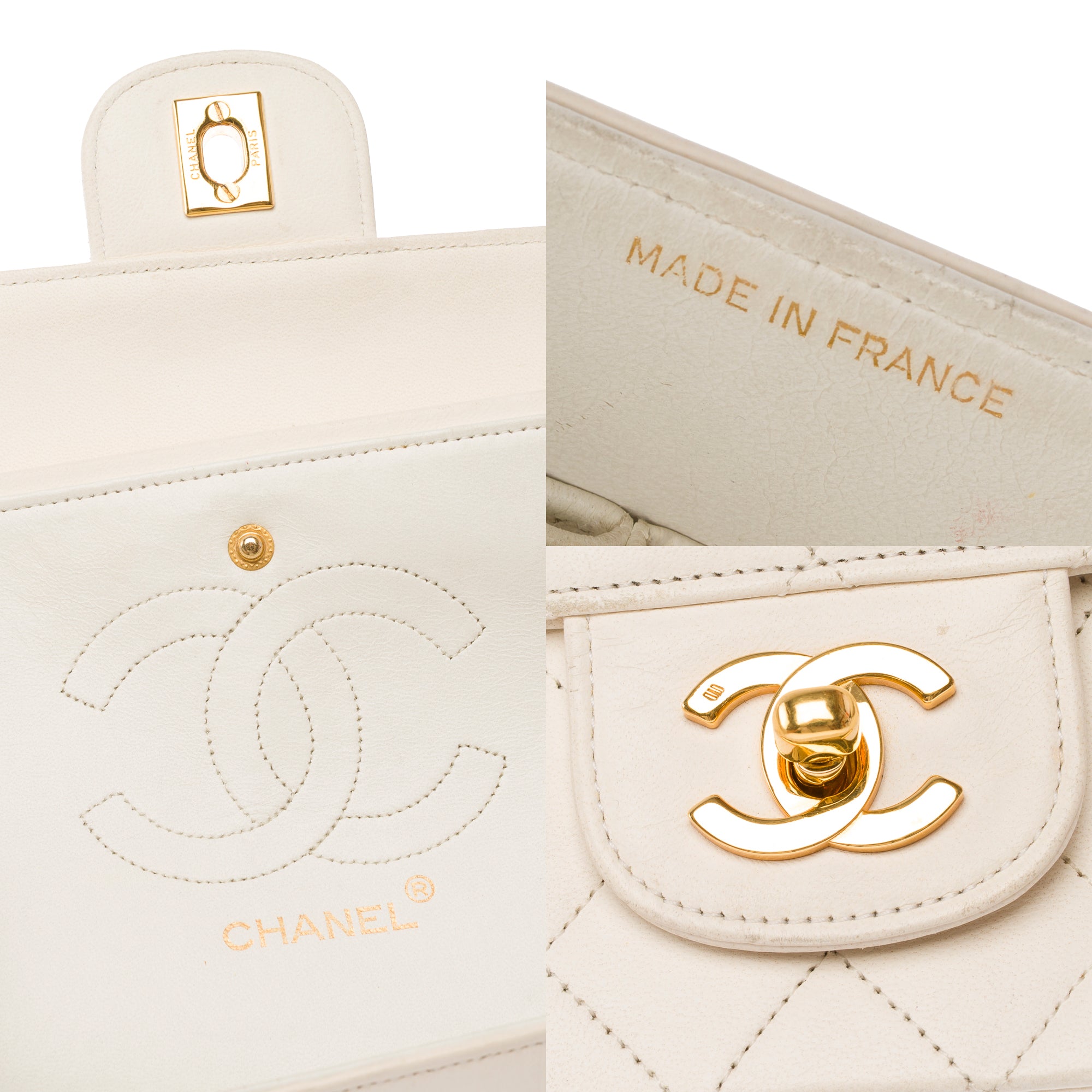 Sac CHANEL Timeless/Classique en Cuir Blanc - 103860