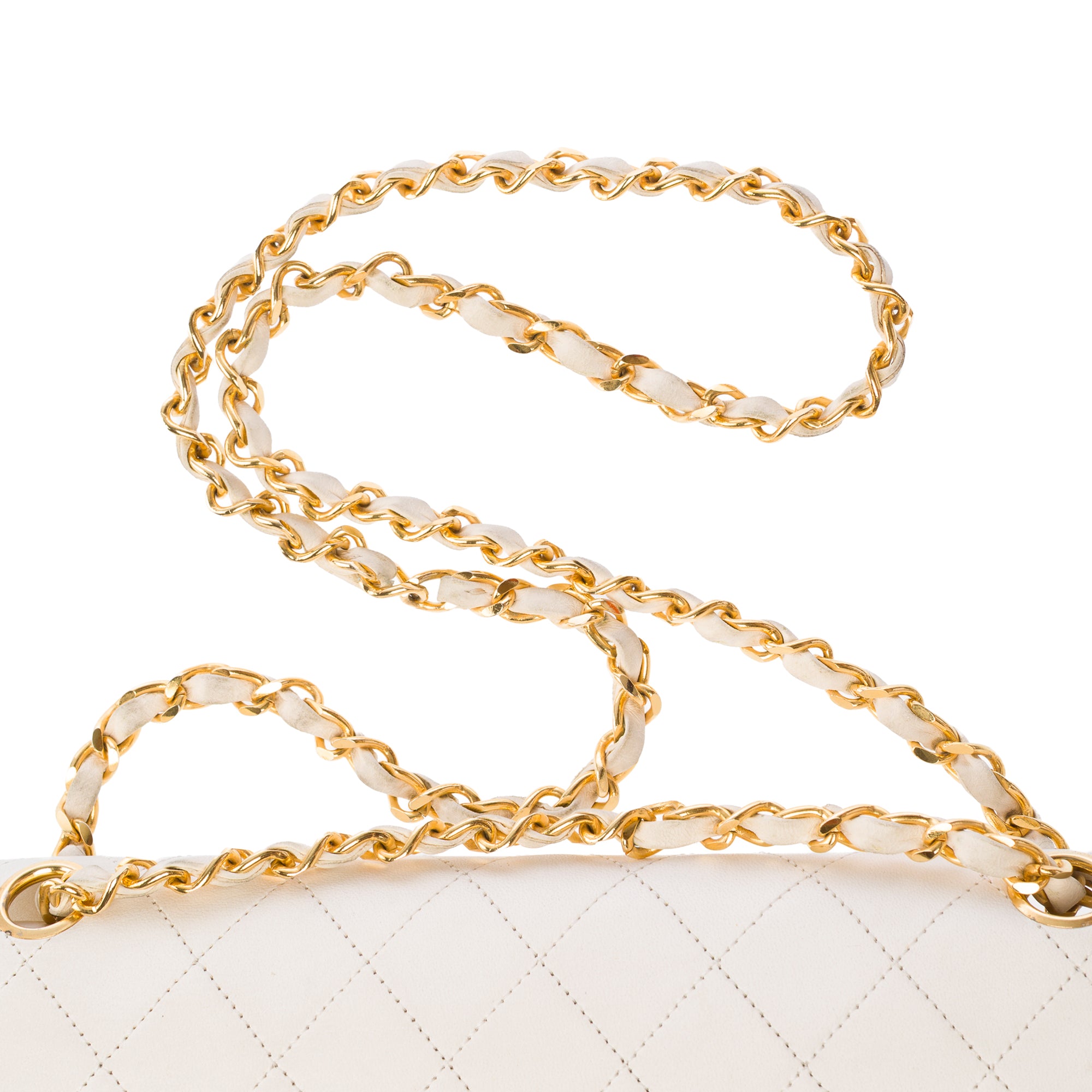 Sac CHANEL Timeless/Classique en Cuir Blanc - 103860