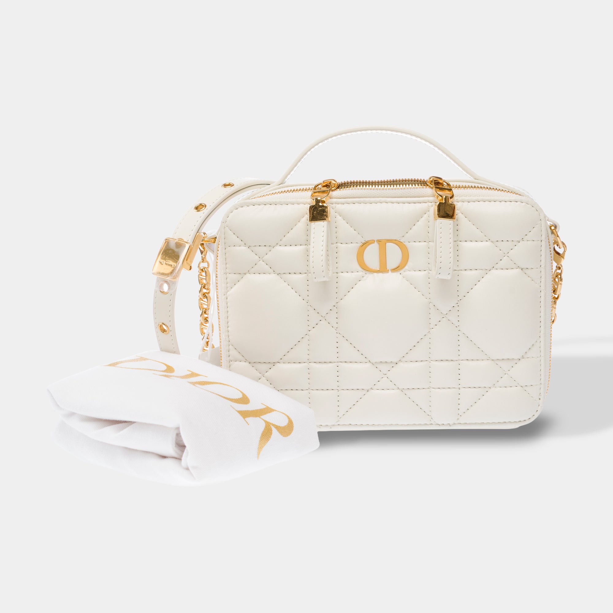 Sac DIOR Dior Caro en Cuir Blanc - 103829