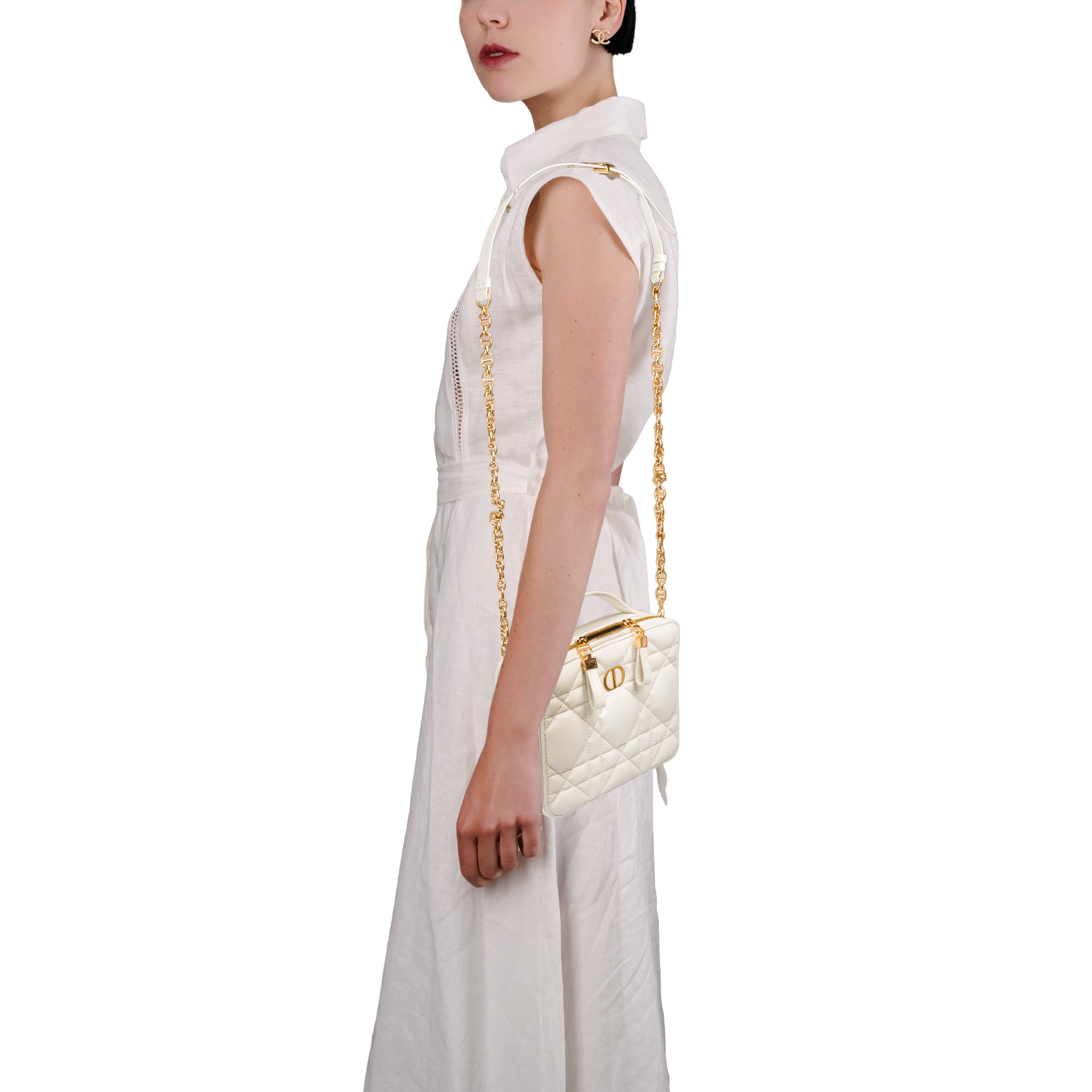 Sac DIOR Dior Caro en Cuir Blanc - 103829