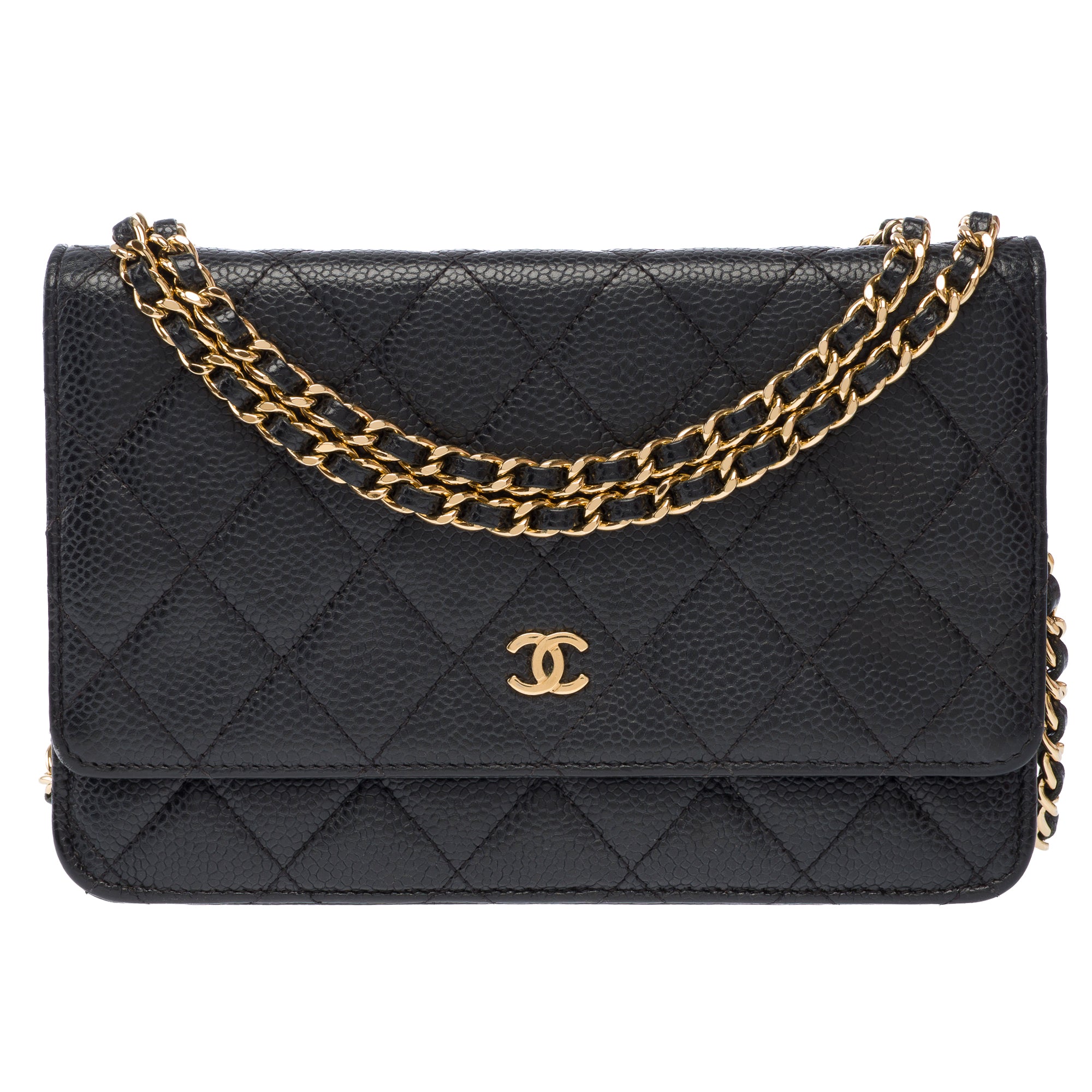 Sac CHANEL Wallet on Chain en Cuir Noir - 103855
