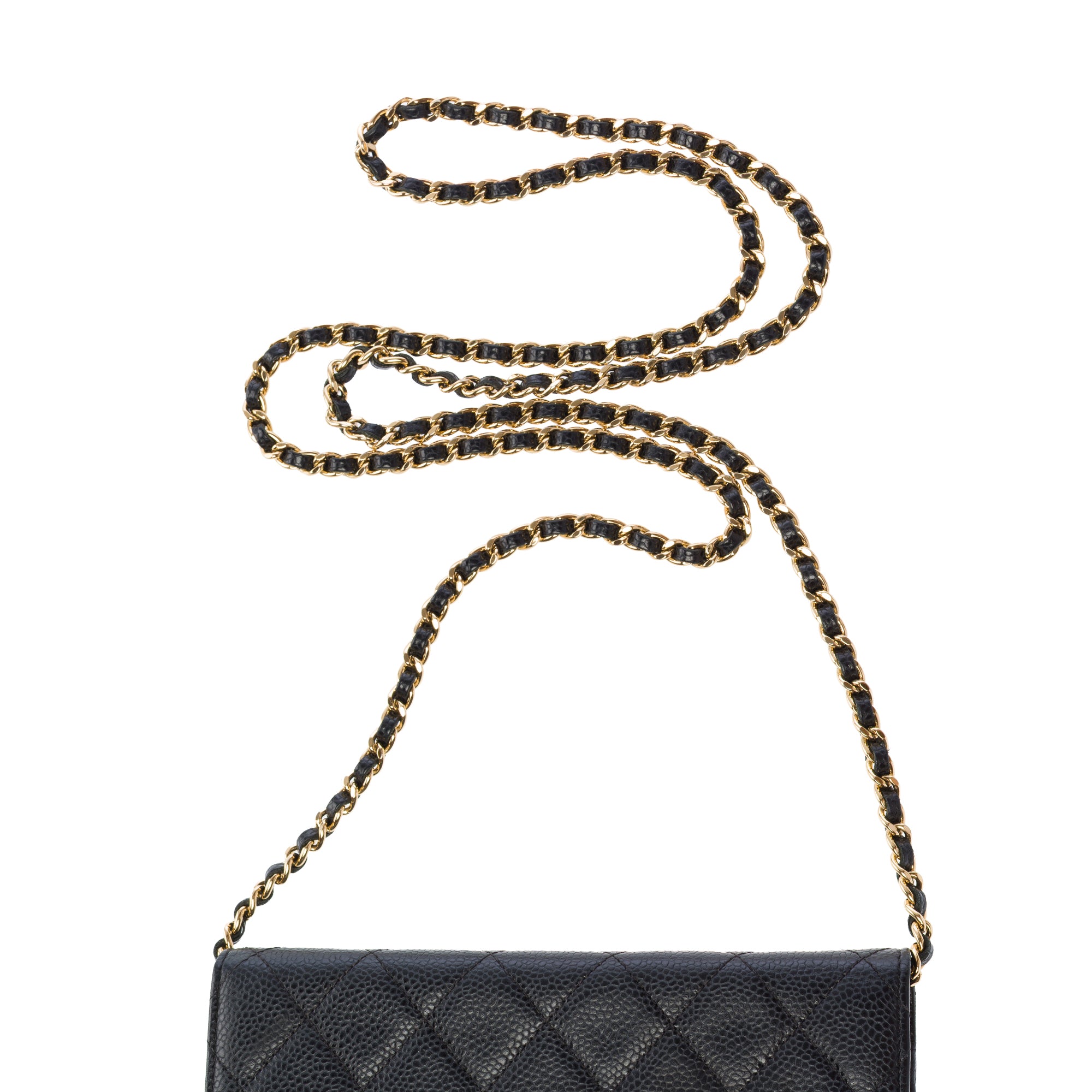 Sac CHANEL Wallet on Chain en Cuir Noir - 103855