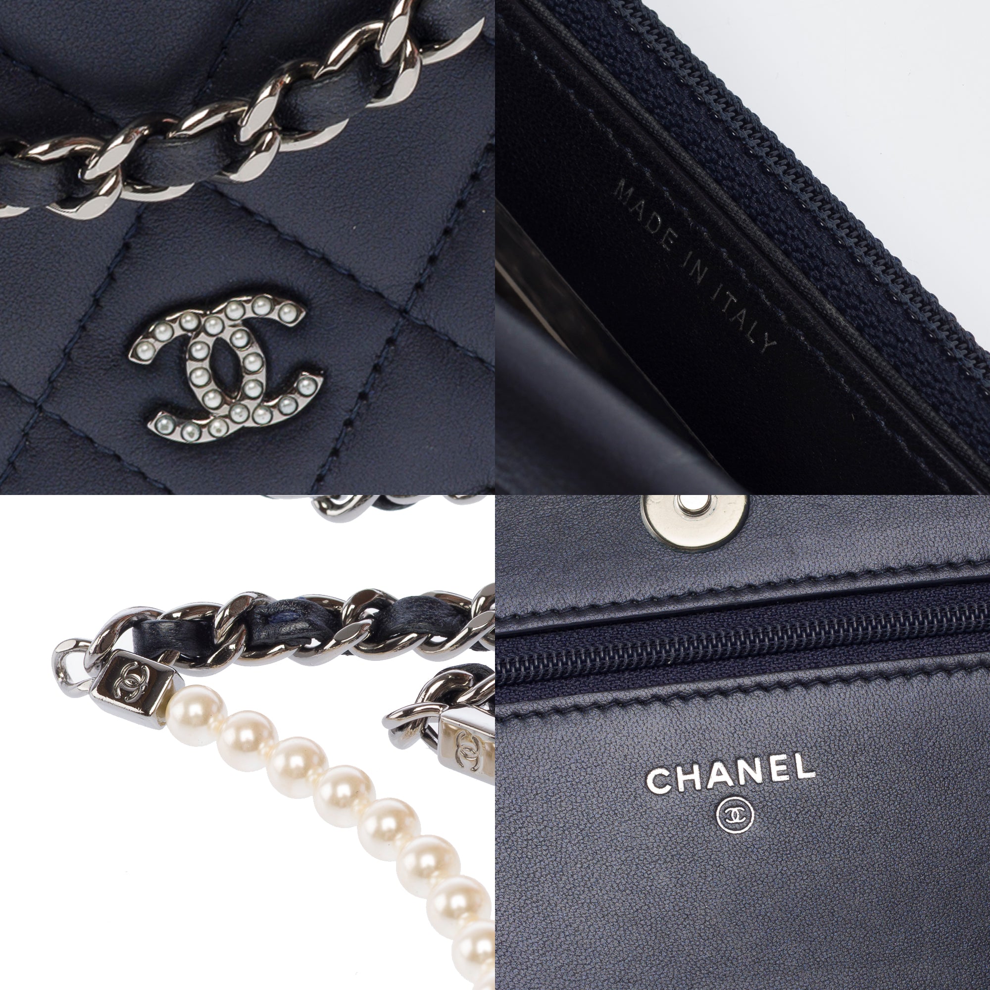 Sac CHANEL Wallet on Chain en Cuir Bleu Marine - 103856