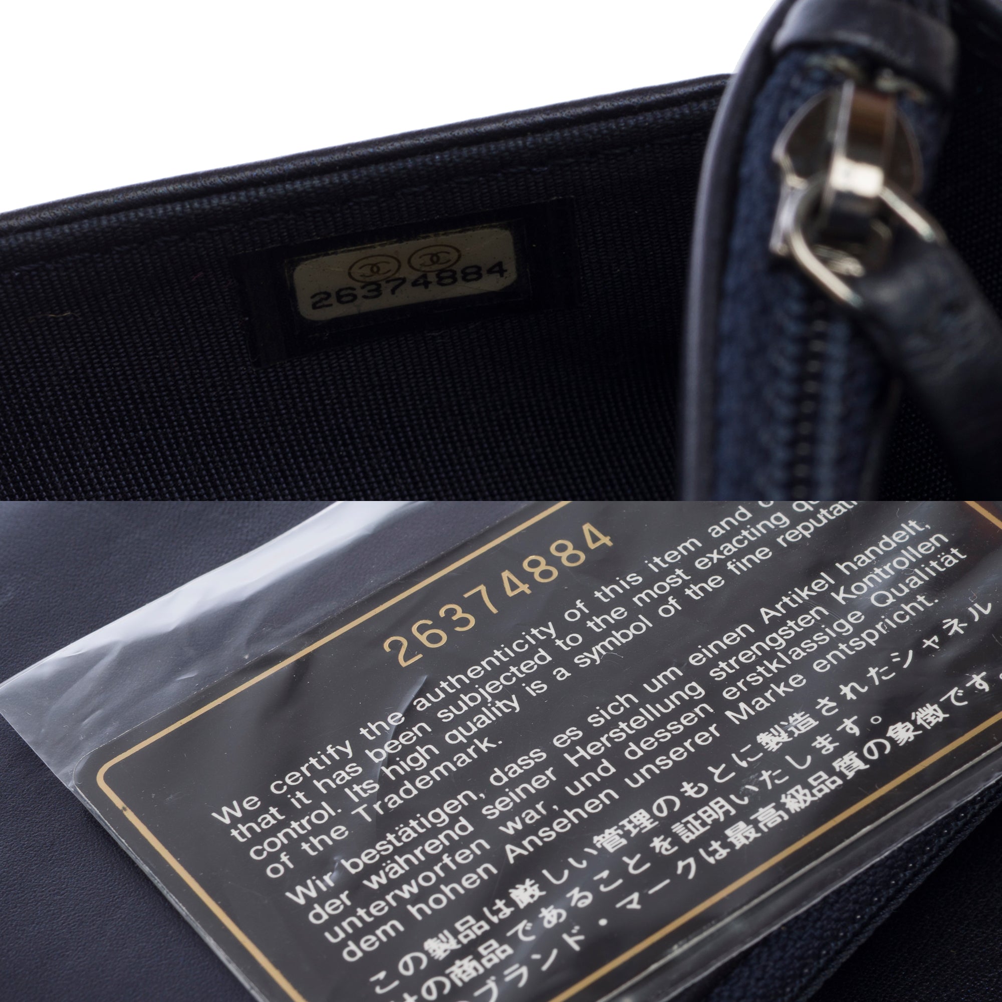 Sac CHANEL Wallet on Chain en Cuir Bleu Marine - 103856