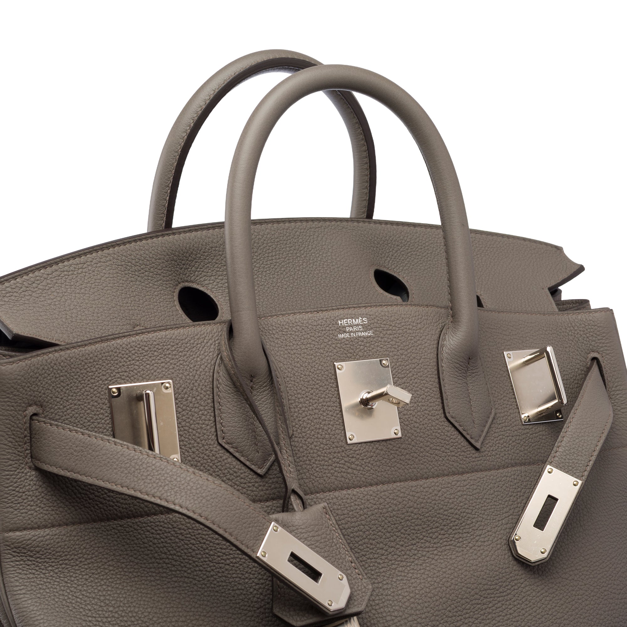 Sac HERMES Haut a Courroies en Cuir Gris - 103876
