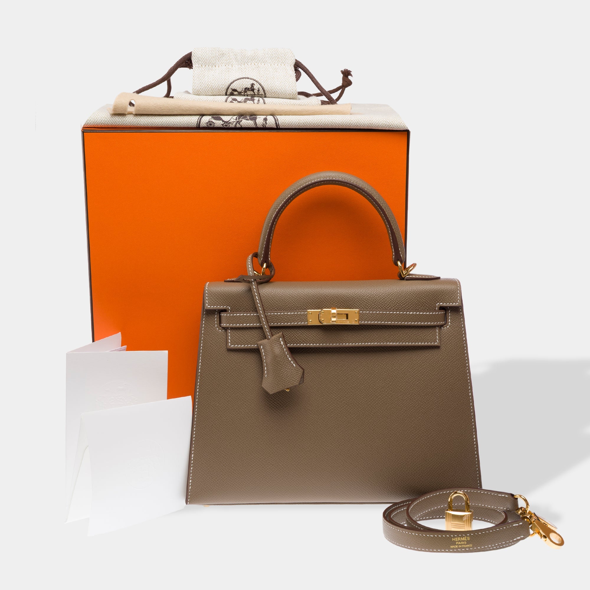 Sac HERMES Kelly 25 en Cuir Étoupe - 103913