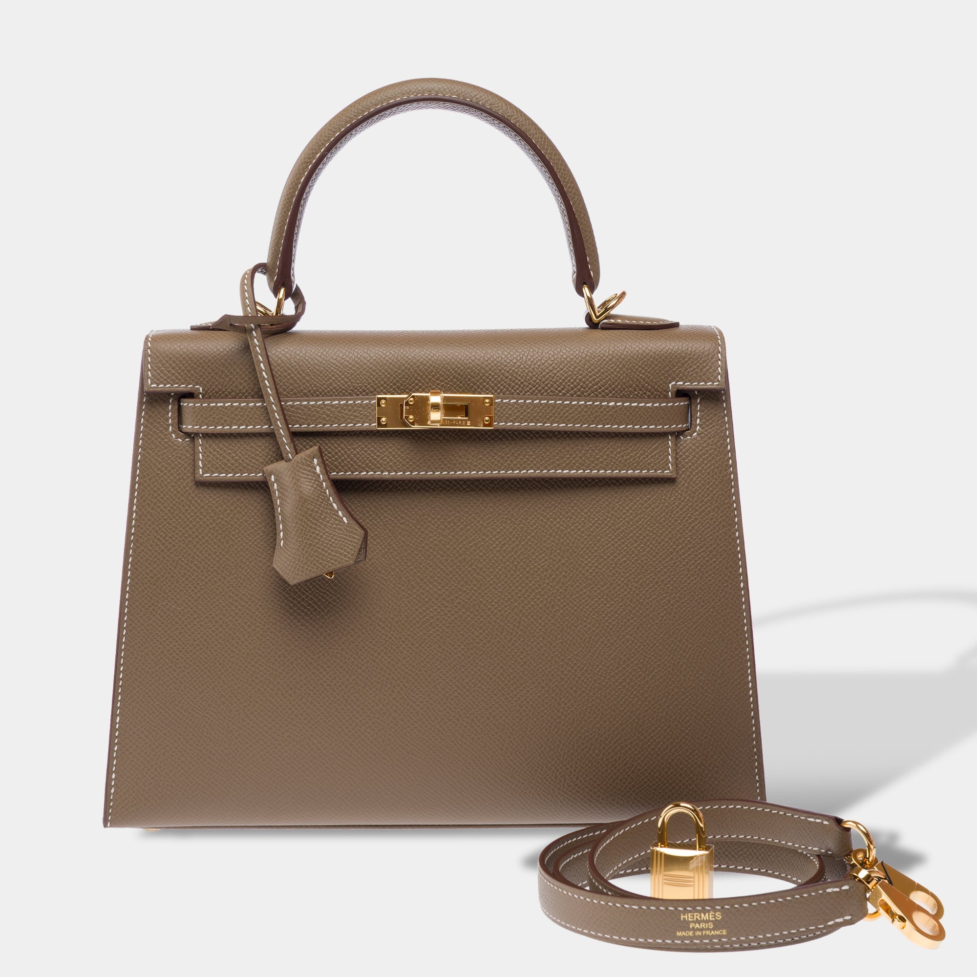 Sac HERMES Kelly 25 en Cuir Étoupe - 103913