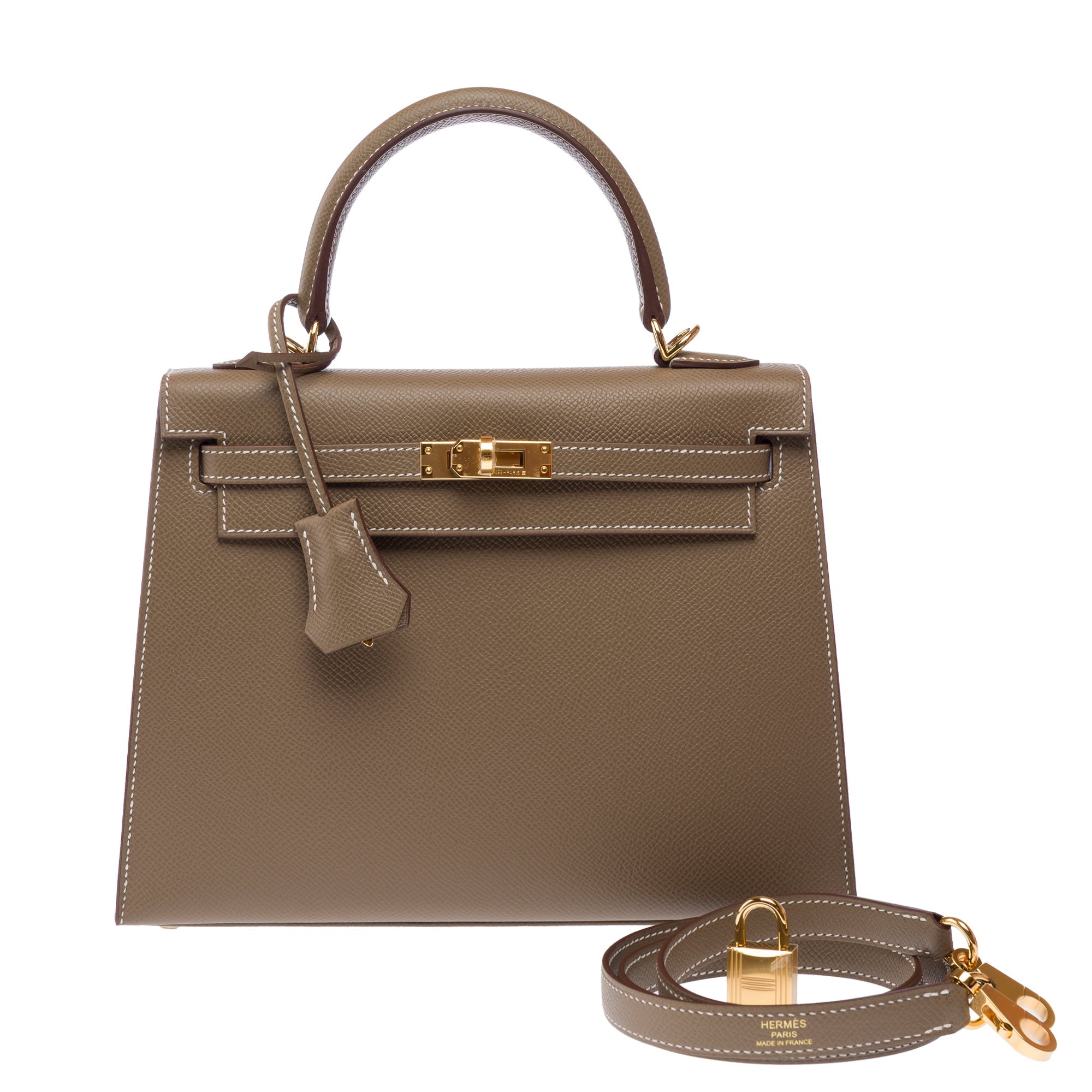 Sac HERMES Kelly 25 en Cuir Étoupe - 103913