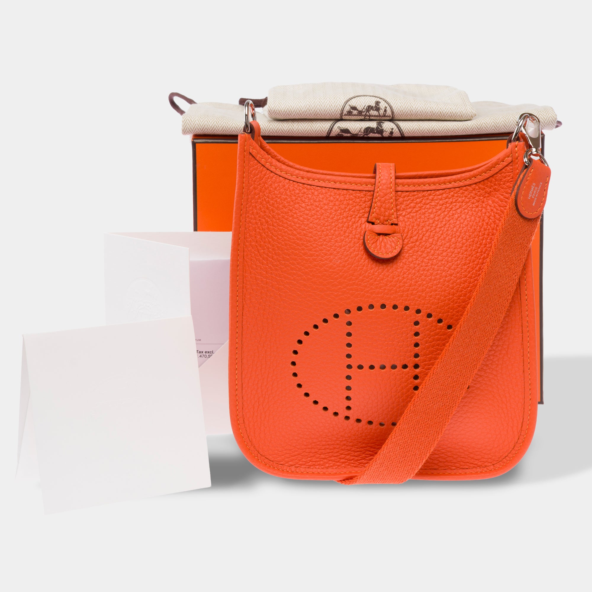 Sac HERMES Mini Evelyne en Cuir Orange - 103912