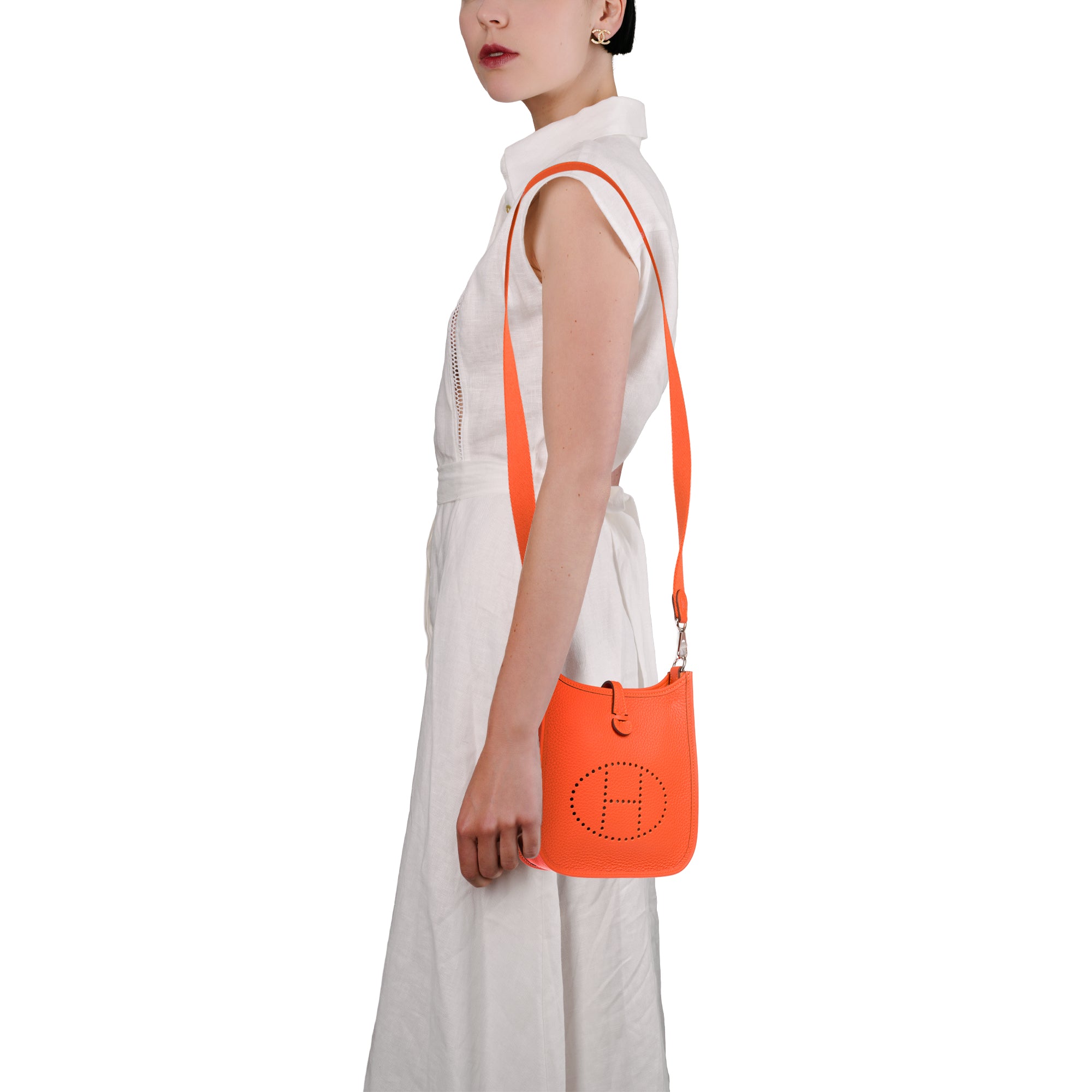 Sac HERMES Mini Evelyne en Cuir Orange - 103912