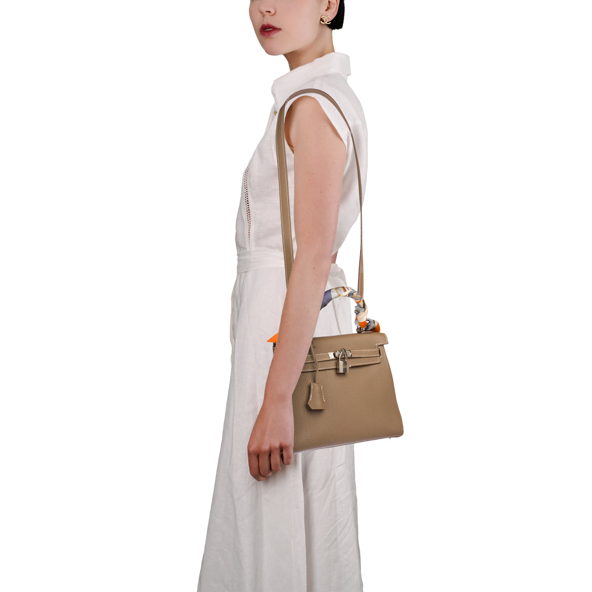 Sac HERMES Kelly 25 en Cuir Étoupe - 103914