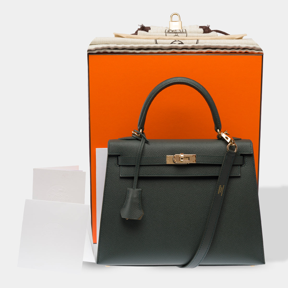 Sac HERMES Kelly 25 en Cuir Vert - 103894