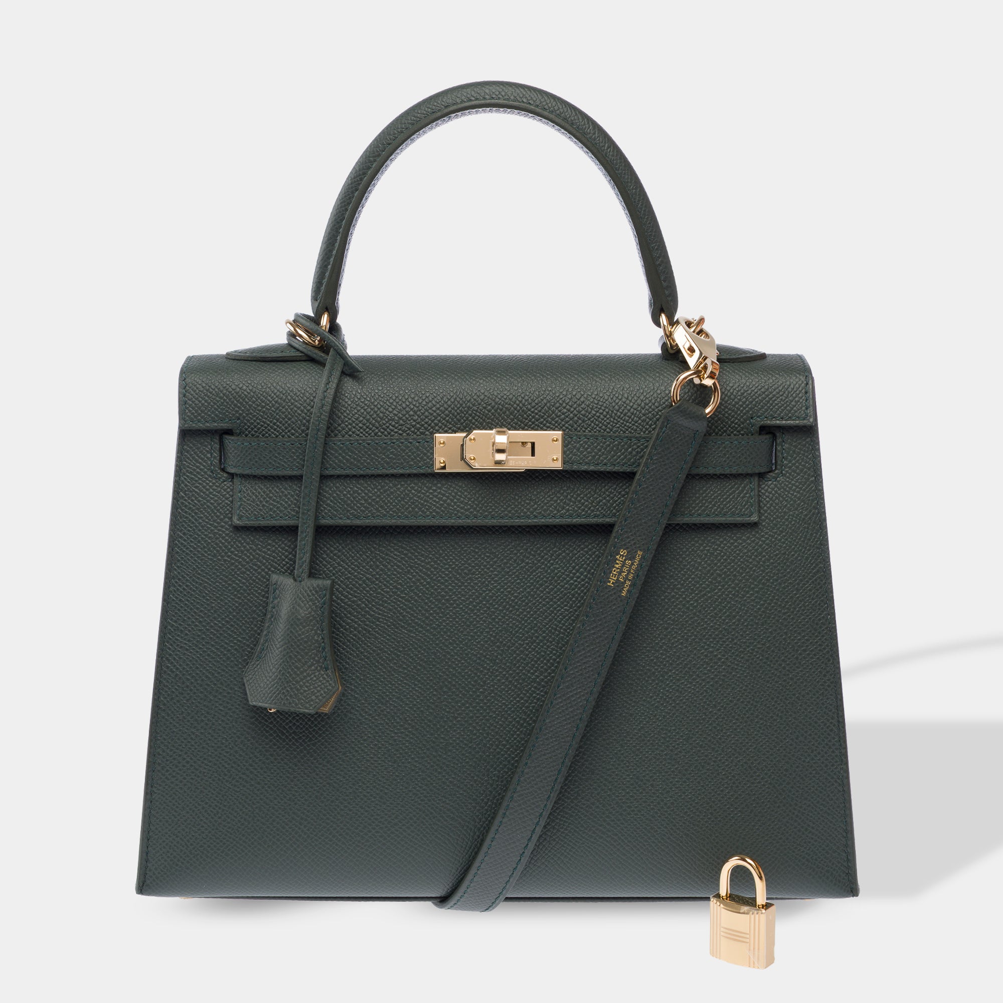 Sac HERMES Kelly 25 en Cuir Vert - 103894
