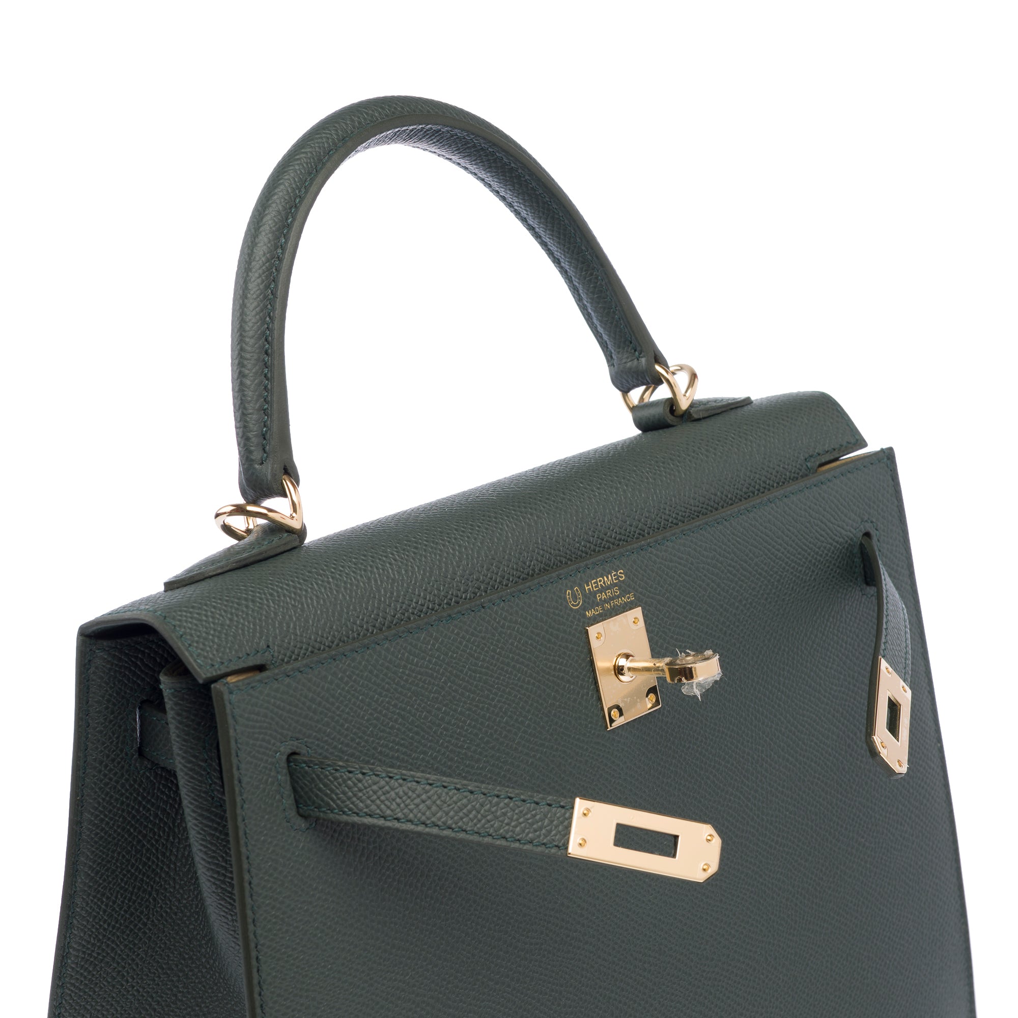 Sac HERMES Kelly 25 en Cuir Vert - 103894