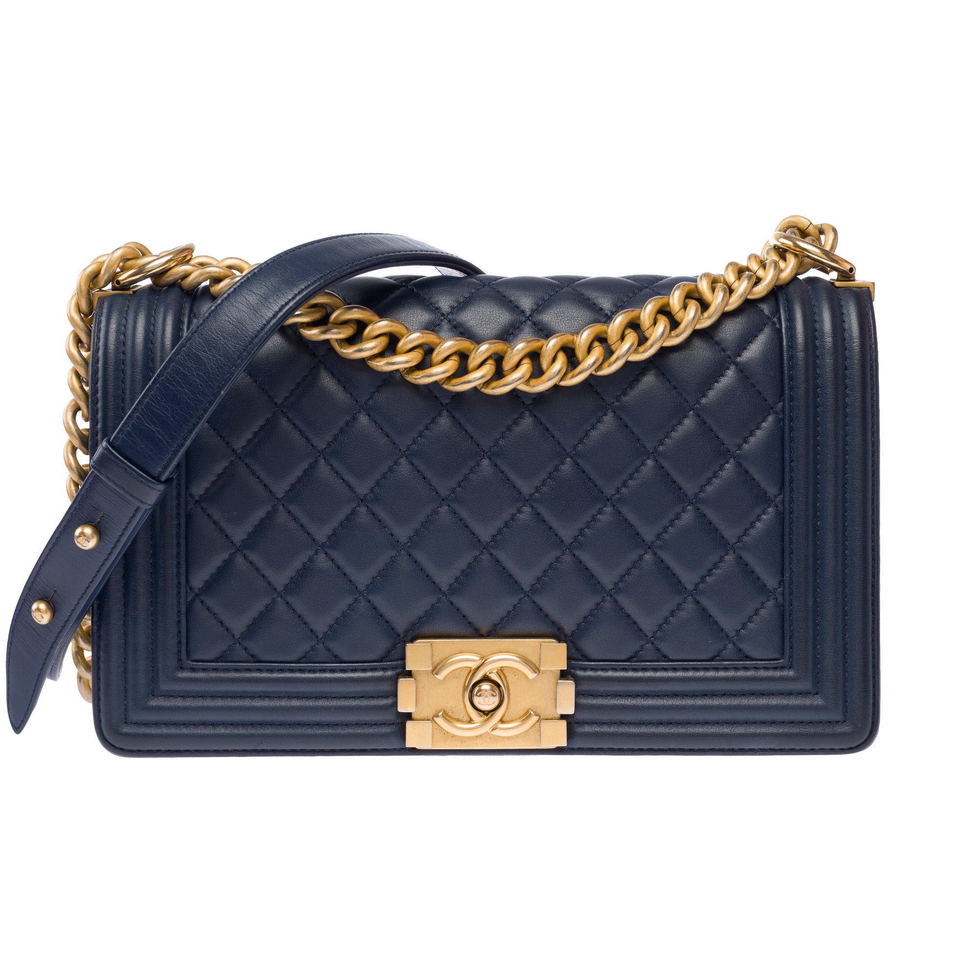 Sac CHANEL Boy en Cuir Bleu Marine - 103911
