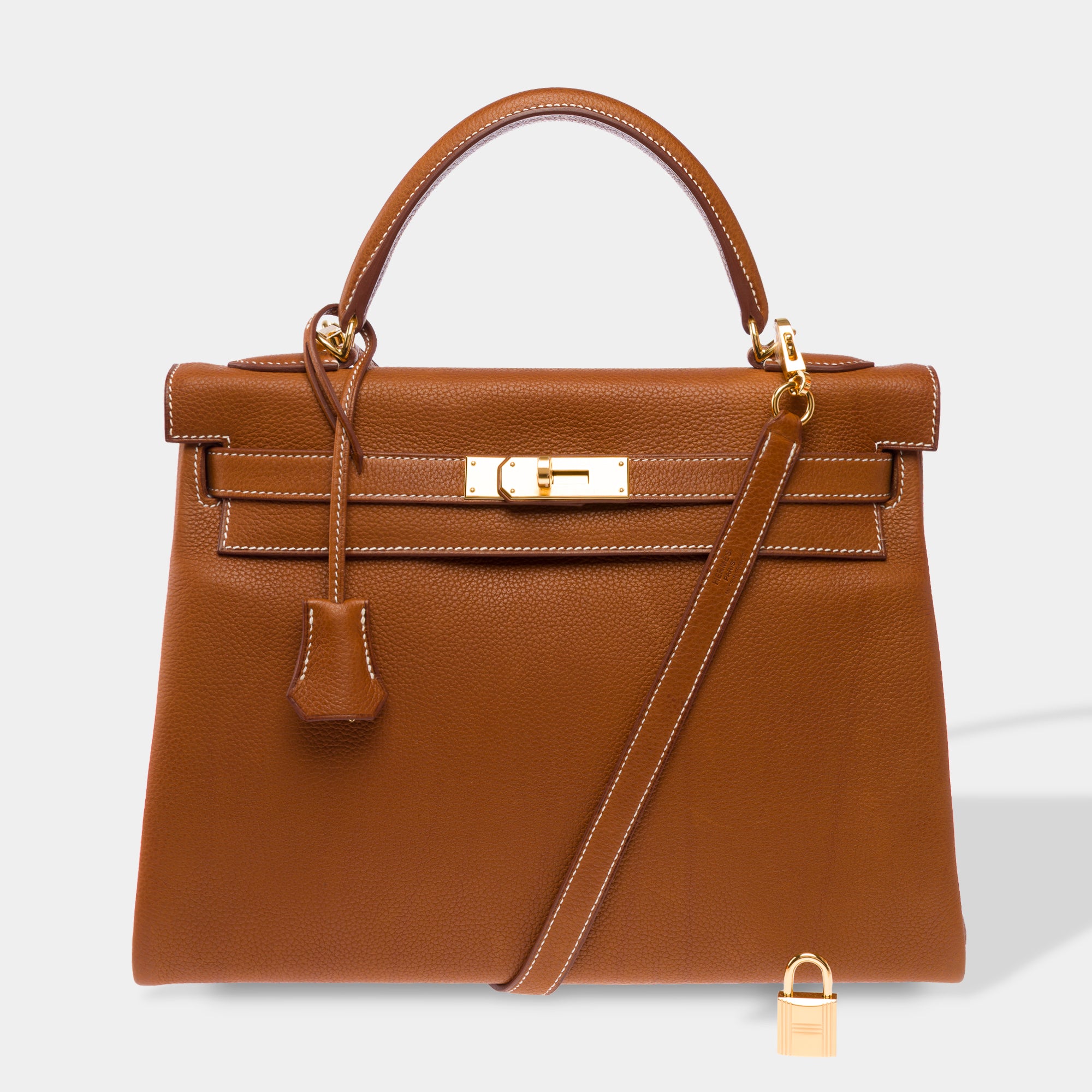 Sac HERMES Kelly 32 en Cuir Doré - 103915