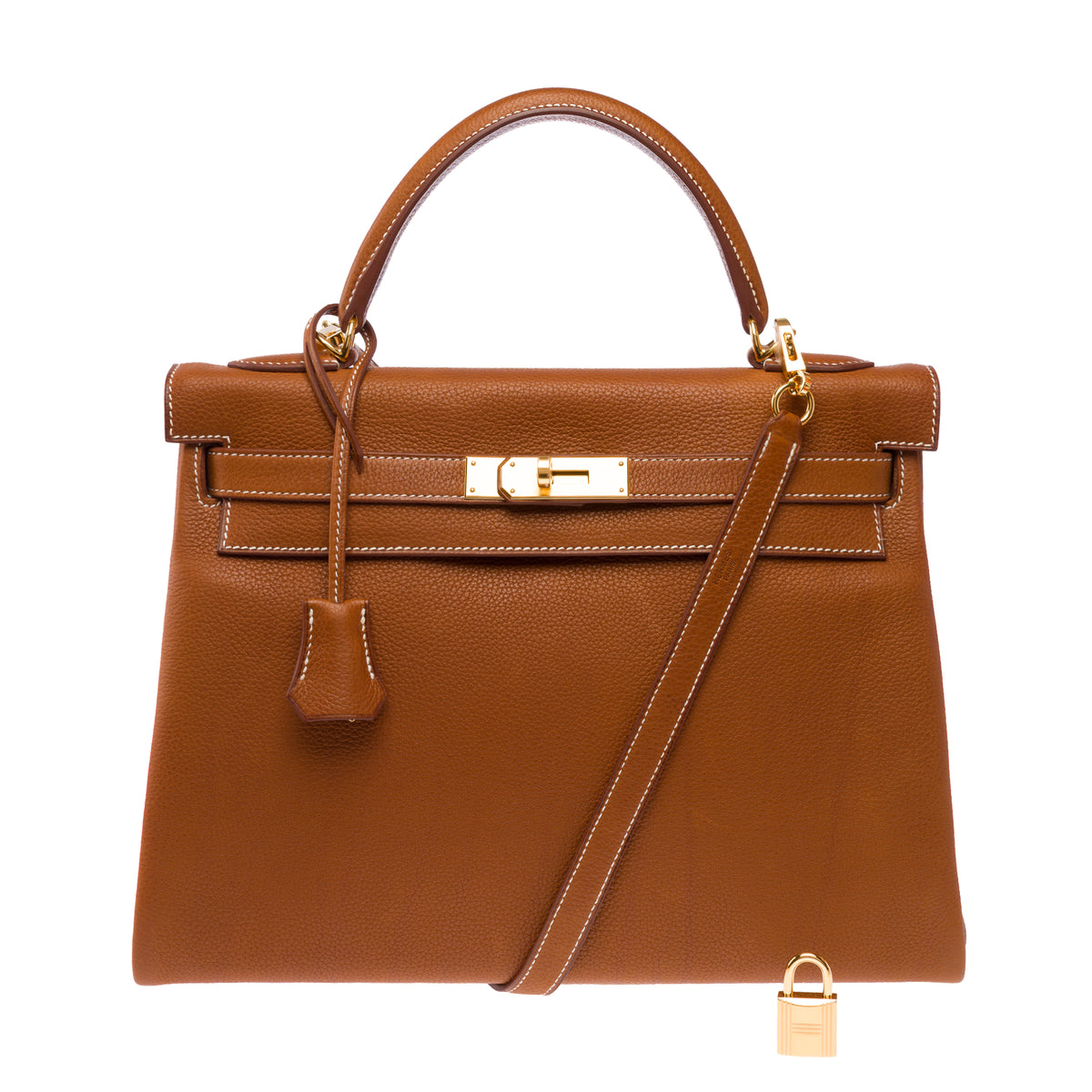 Sac HERMES Kelly 32 en Cuir Doré - 103915