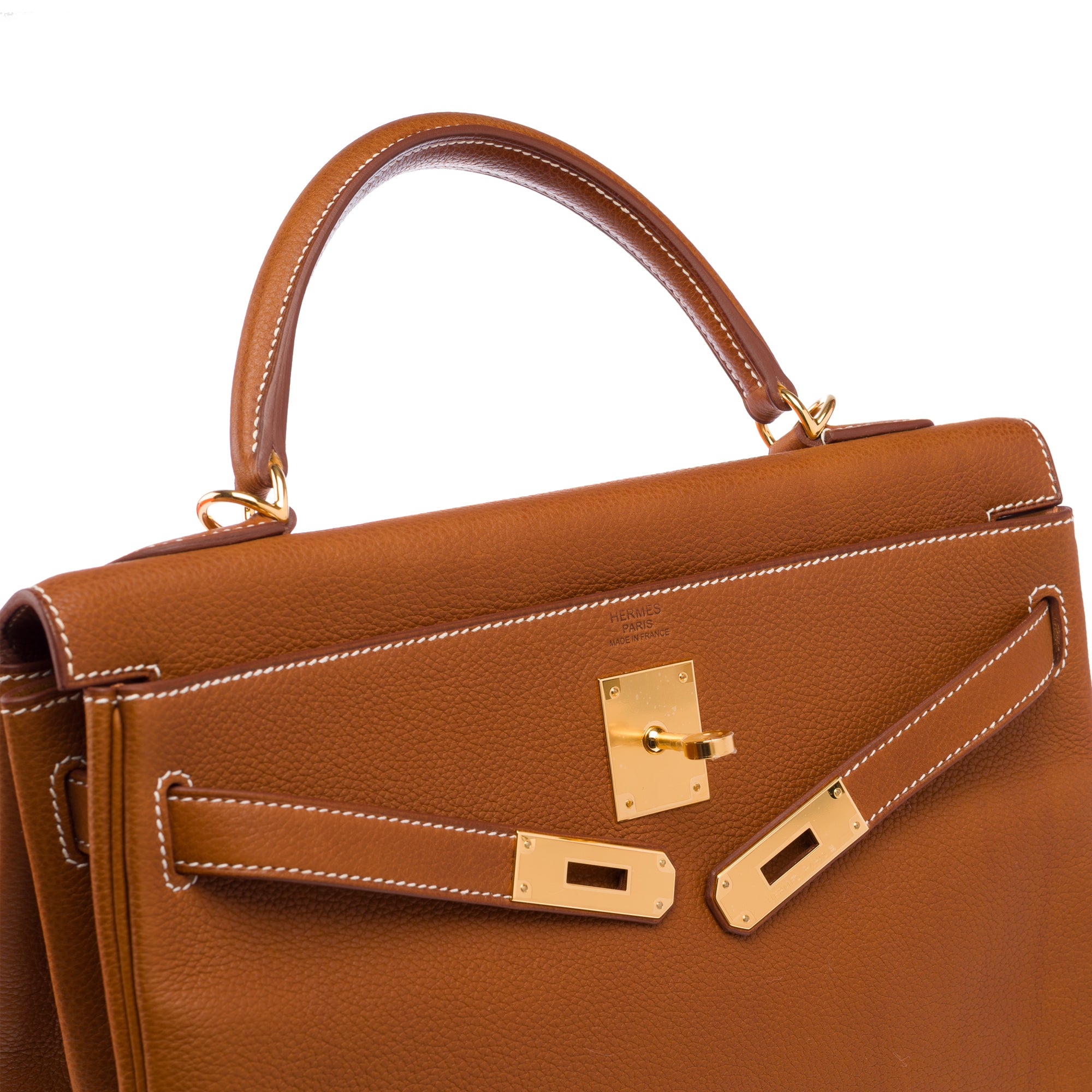 Sac HERMES Kelly 32 en Cuir Doré - 103915
