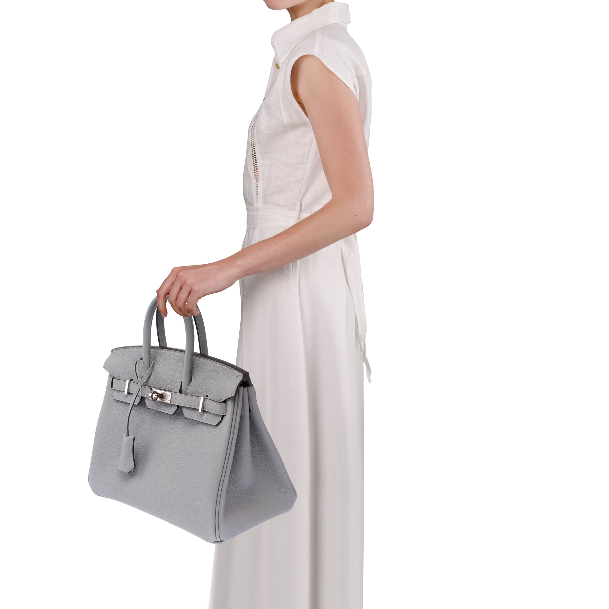 Sac HERMES Birkin 25 en Cuir Gris - 103898