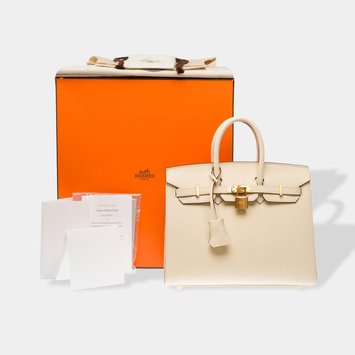 HERMES Birkin 25 bag in Beige Leather - 102827